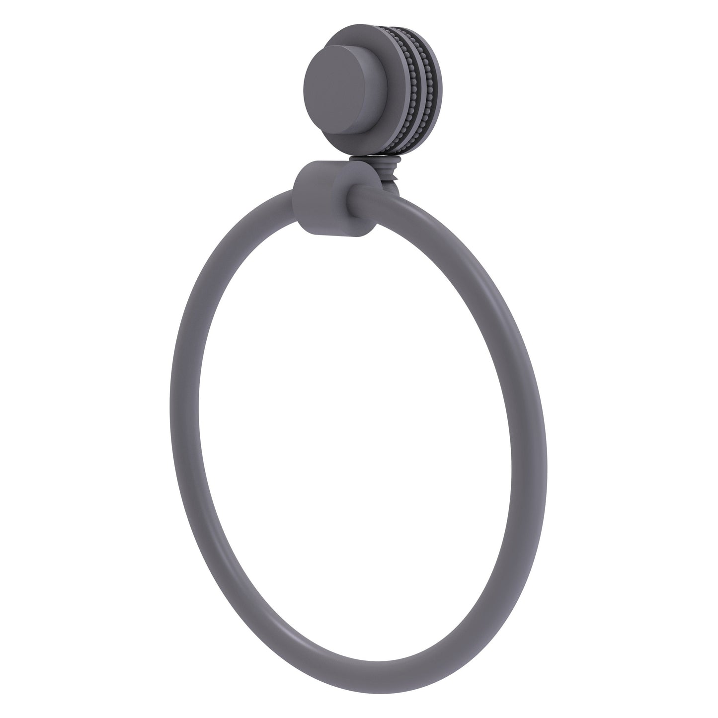 Allied Brass Venus 6" Matte Gray Solid Brass Towel Ring With Dotted Accent