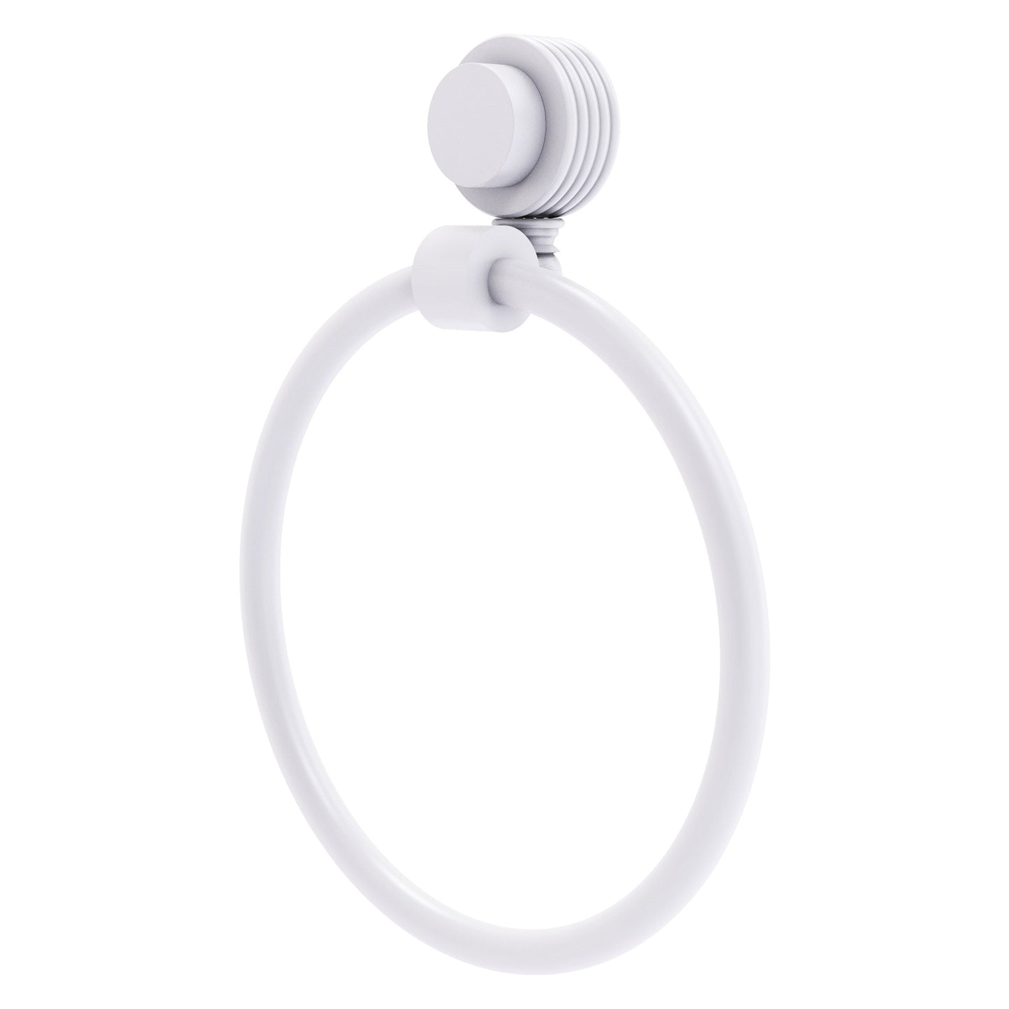Allied Brass Venus 6" Matte White Solid Brass Towel Ring With Grooved Accent