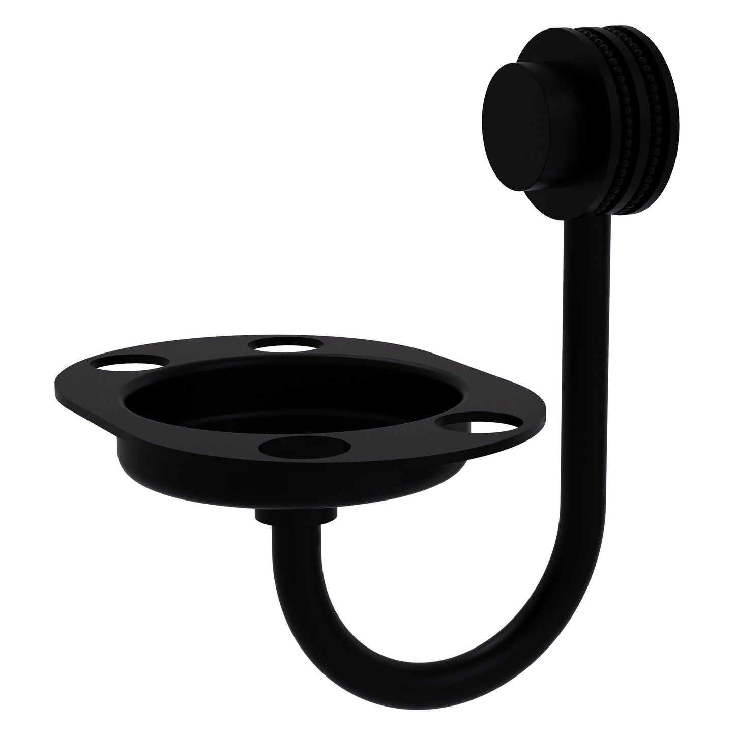 Allied Brass Venus 6" x 4" Matte Black Solid Brass Tumbler and Toothbrush Holder With Dotted Accents