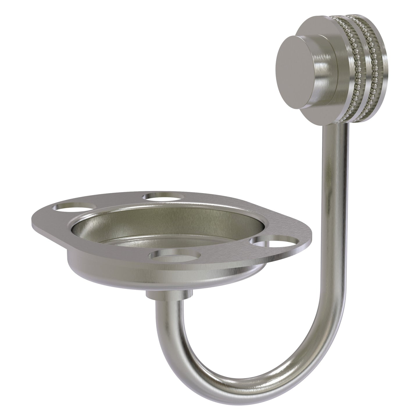 Allied Brass Venus 6" x 4" Satin Nickel Solid Brass Tumbler and Toothbrush Holder With Dotted Accents