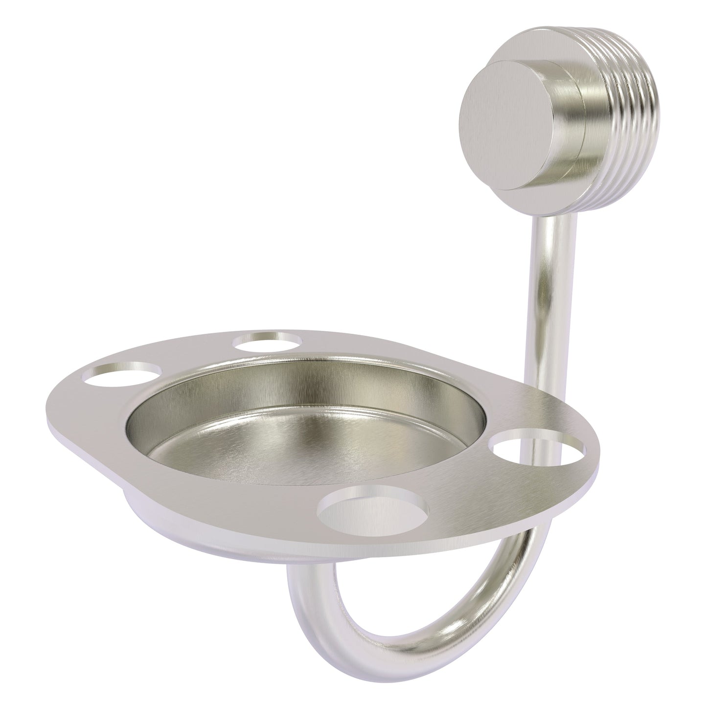 Allied Brass Venus 6" x 4" Satin Nickel Solid Brass Tumbler and Toothbrush Holder With Grooved Accents