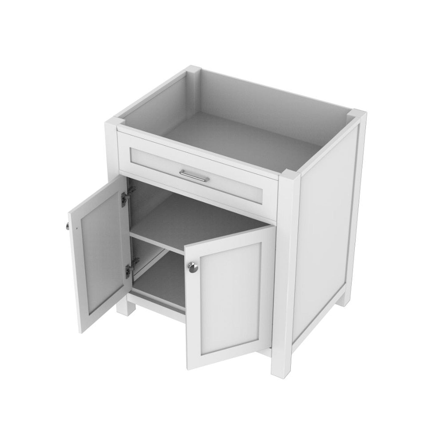 Alya Bath Norwalk 30" Single White Freestanding Bathroom Vanity with Brushed Nickel Edge Handles