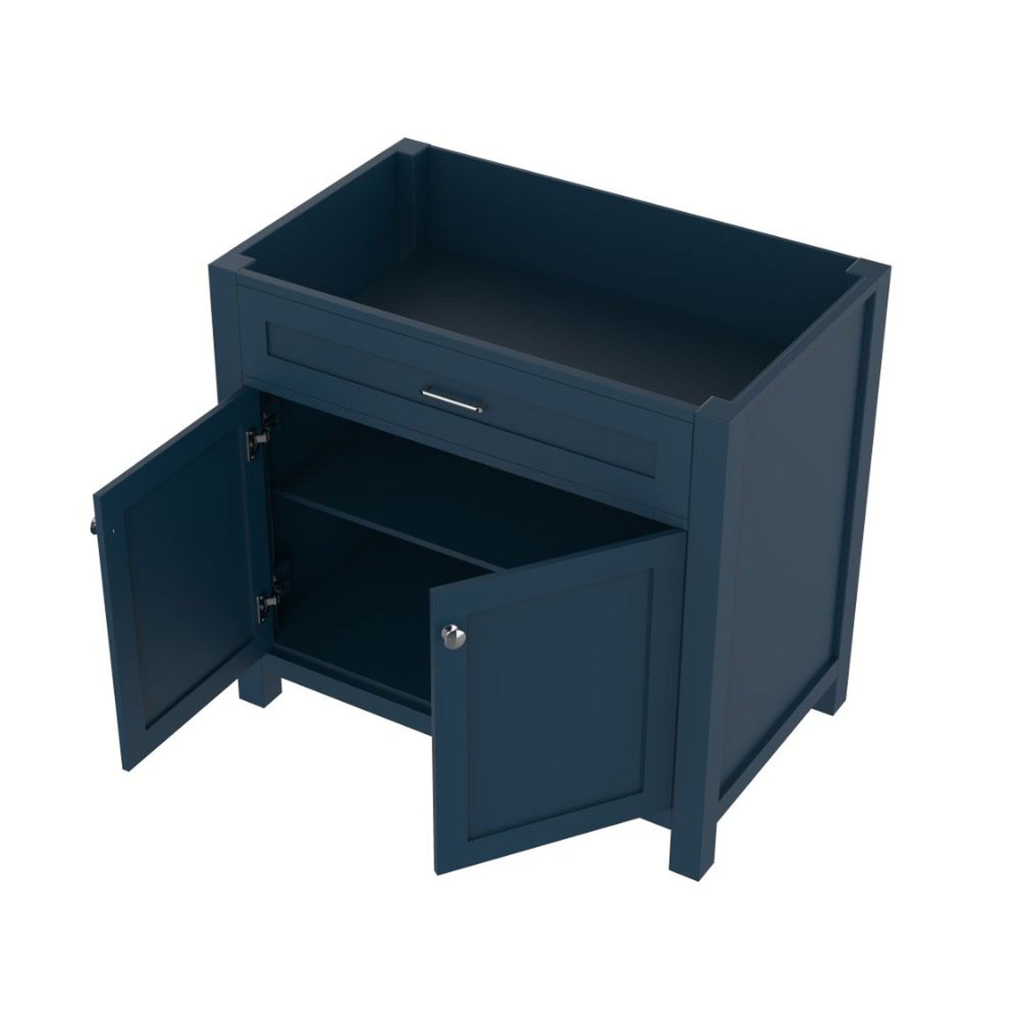 Alya Bath Norwalk 36" Single Blue Freestanding Bathroom Vanity With Brushed Nickel Edge Handles