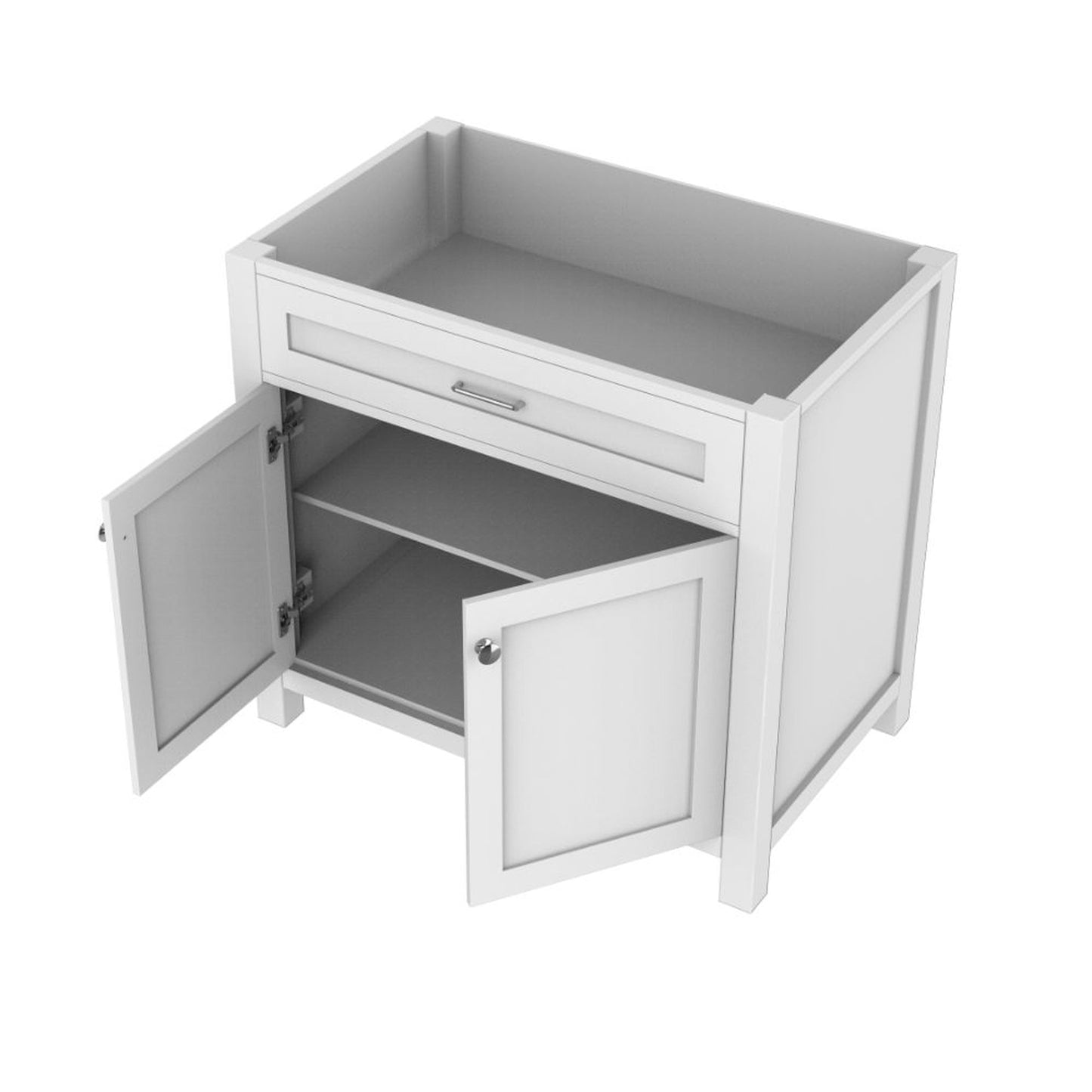 Alya Bath Norwalk 36" Single White Freestanding Bathroom Vanity With Brushed Nickel Edge Handles