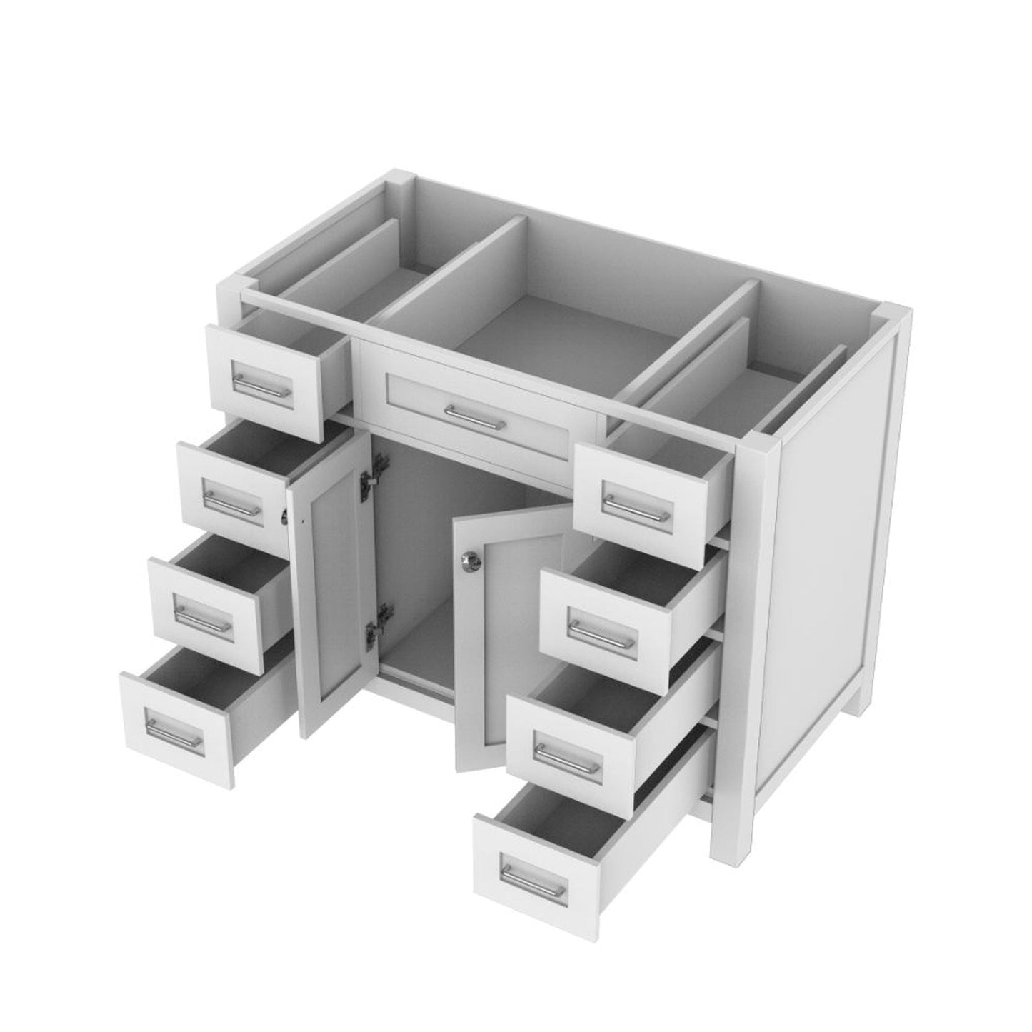 Alya Bath Norwalk 42" Single White Freestanding Bathroom Vanity With Brushed Nickel Edge Handles