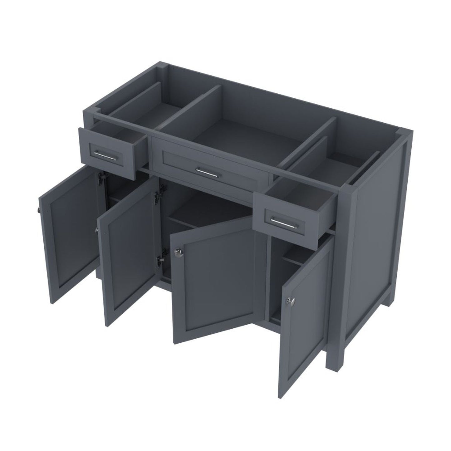 Alya Bath Norwalk 48" Single Gray Freestanding Bathroom Vanity With Brushed Nickel Edge Handles