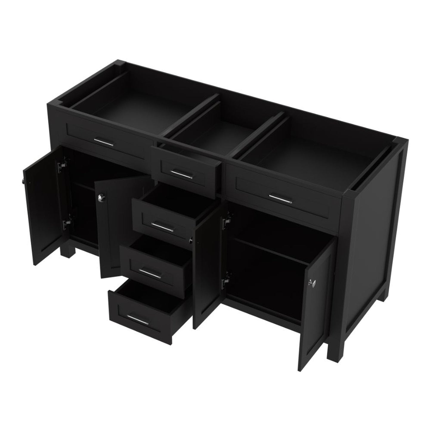 Alya Bath Norwalk 60" Double Espresso Freestanding Bathroom Vanity With Brushed Nickel Edge Handles