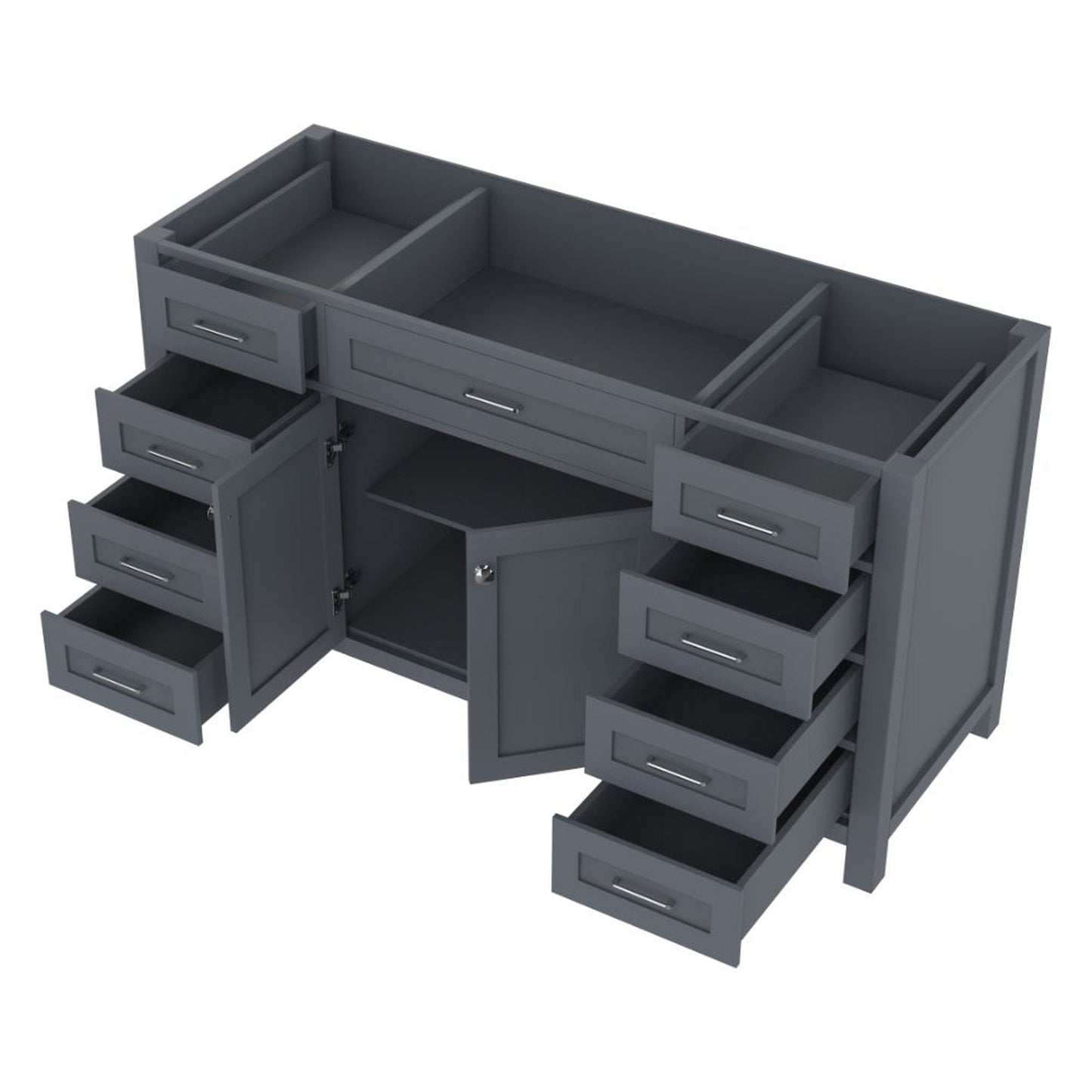 Alya Bath Norwalk 60" Single Gray Freestanding Bathroom Vanity With Brushed Nickel Edge Handles