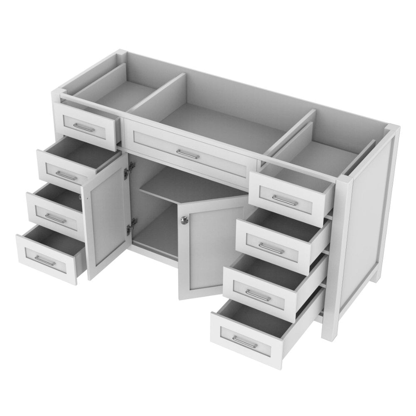 Alya Bath Norwalk 60" Single White Freestanding Bathroom Vanity With Brushed Nickel Edge Handles