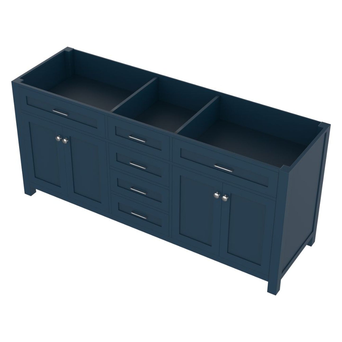 Alya Bath Norwalk 72" Double Blue Freestanding Bathroom Vanity With Brushed Nickel Edge Handles