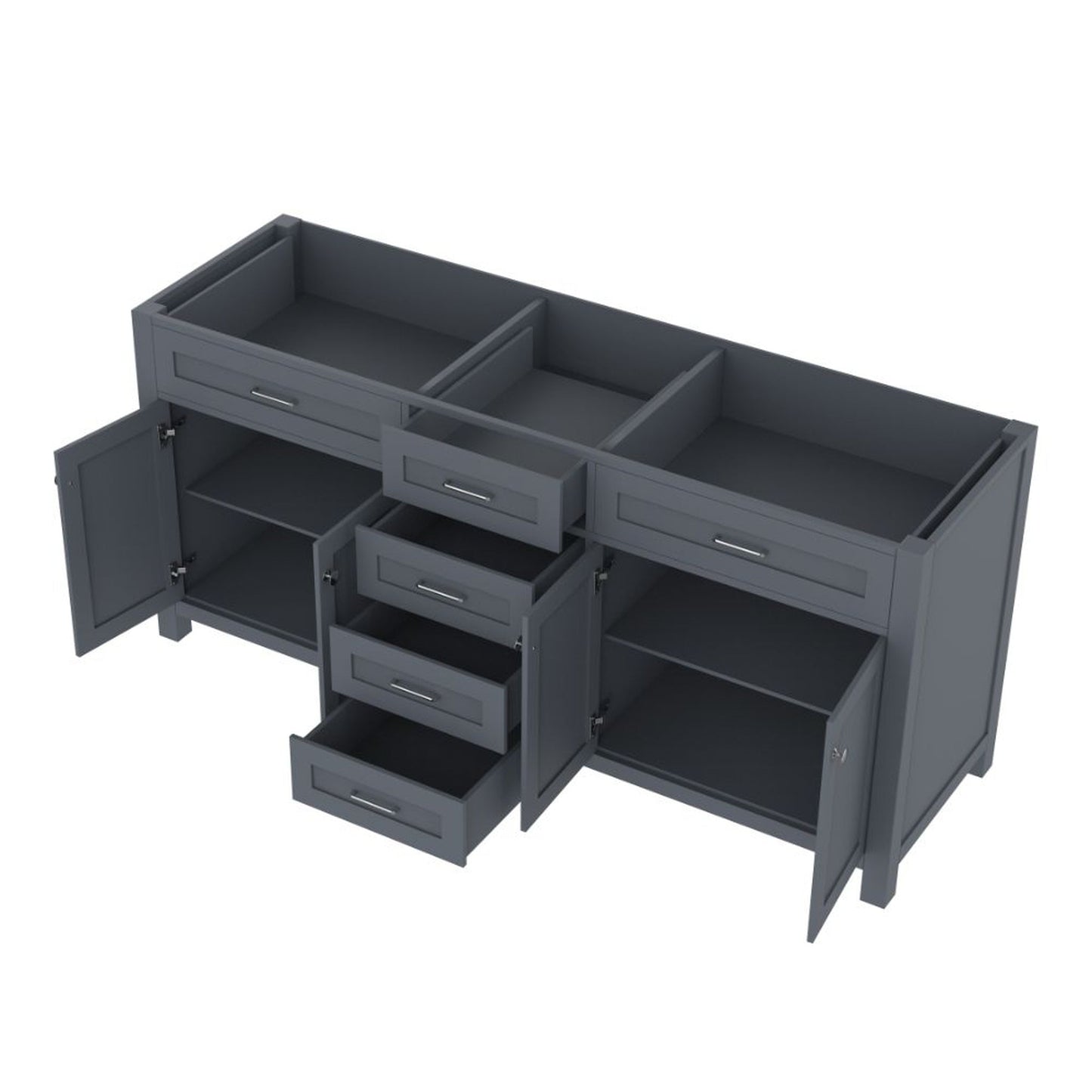 Alya Bath Norwalk 72" Double Gray Freestanding Bathroom Vanity With Brushed Nickel Edge Handles