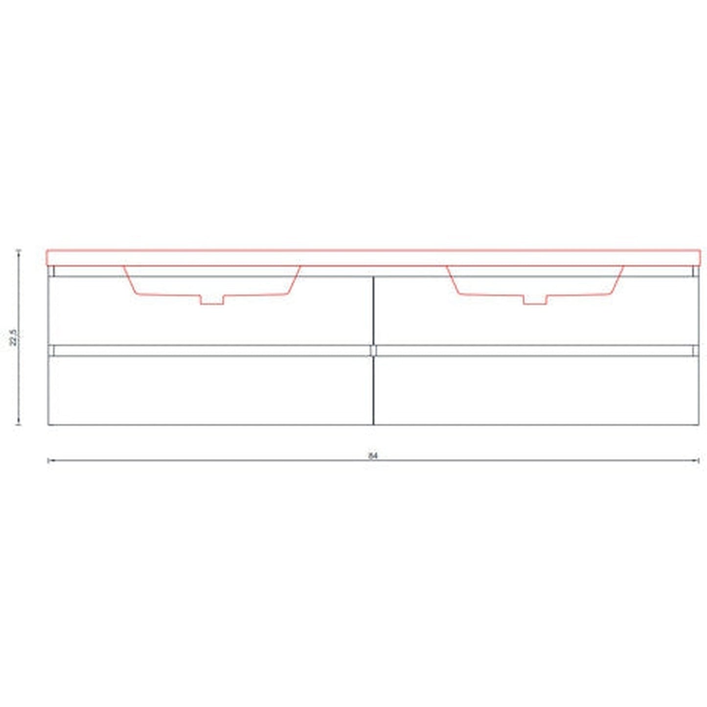 Alya Bath Paterno 84" Double Rosewood Modern Wall Mounted Bathroom Vanity With Acrylic Top and Integrated Sink