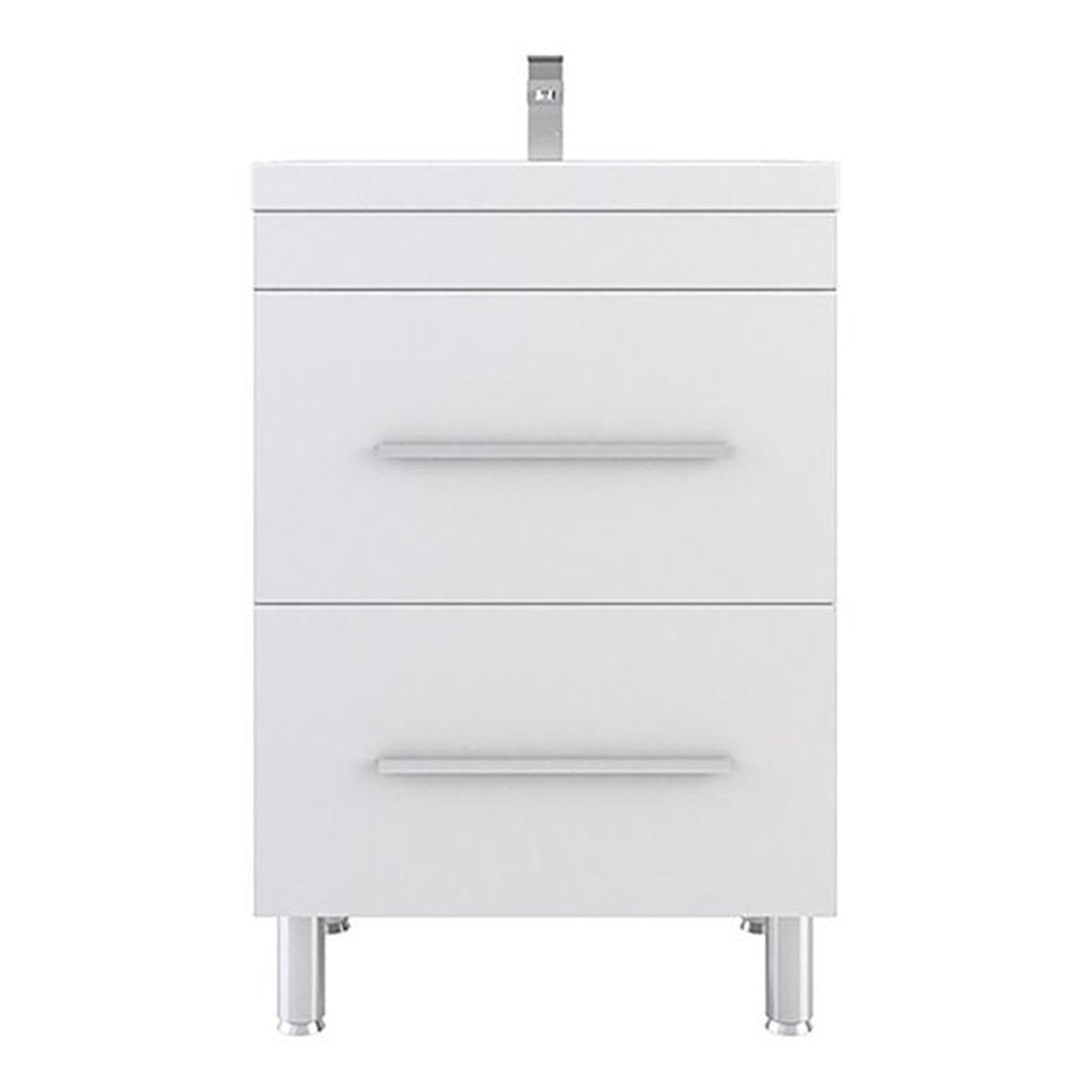 Alya Bath Ripley 24" Single White Modern Freestanding Single Bathroom Vanity With Integrated Acrylic Top, Acrylic Sink and Wall Mounted Mirror