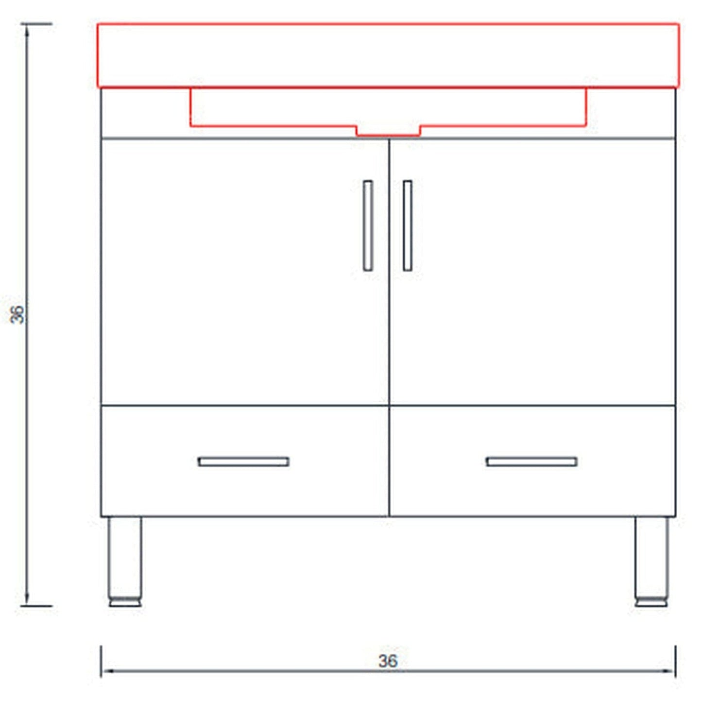 Alya Bath Ripley 36" Single Black Modern Freestanding Bathroom Vanity With Integrated Acrylic Top, Acrylic Sink and Wall Mounted Mirror