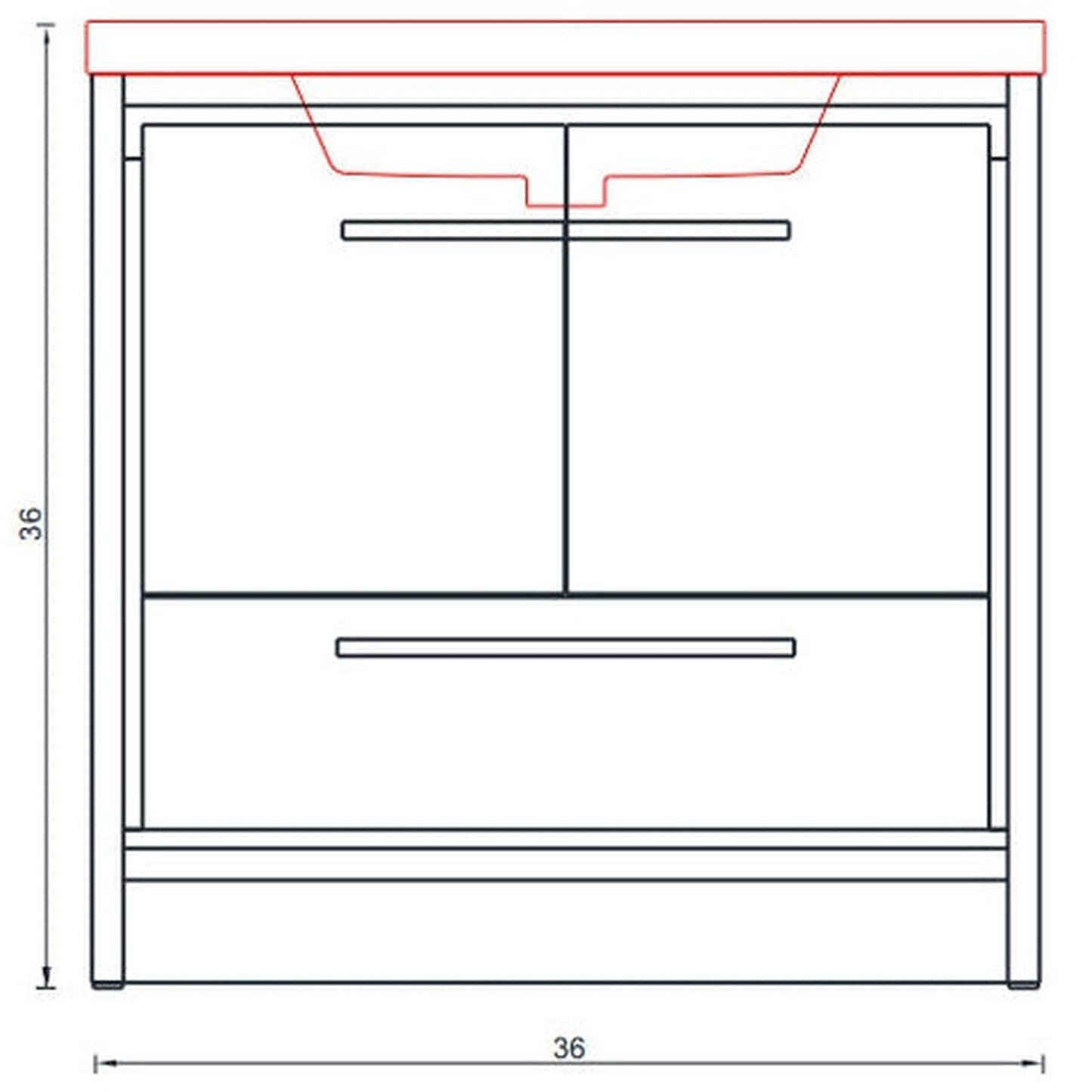 Alya Bath Sortino 36" Single Rosewood Modern Freestanding Bathroom Vanity With Acrylic Top and Integrated Sink