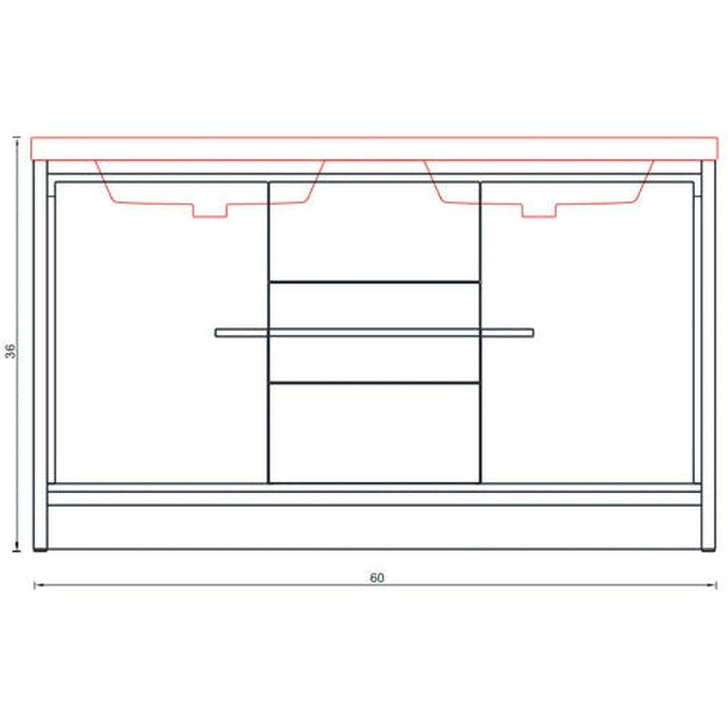 Alya Bath Sortino 60" Double Gray Modern Freestanding Bathroom Vanity With Acrylic Top and Integrated Sink