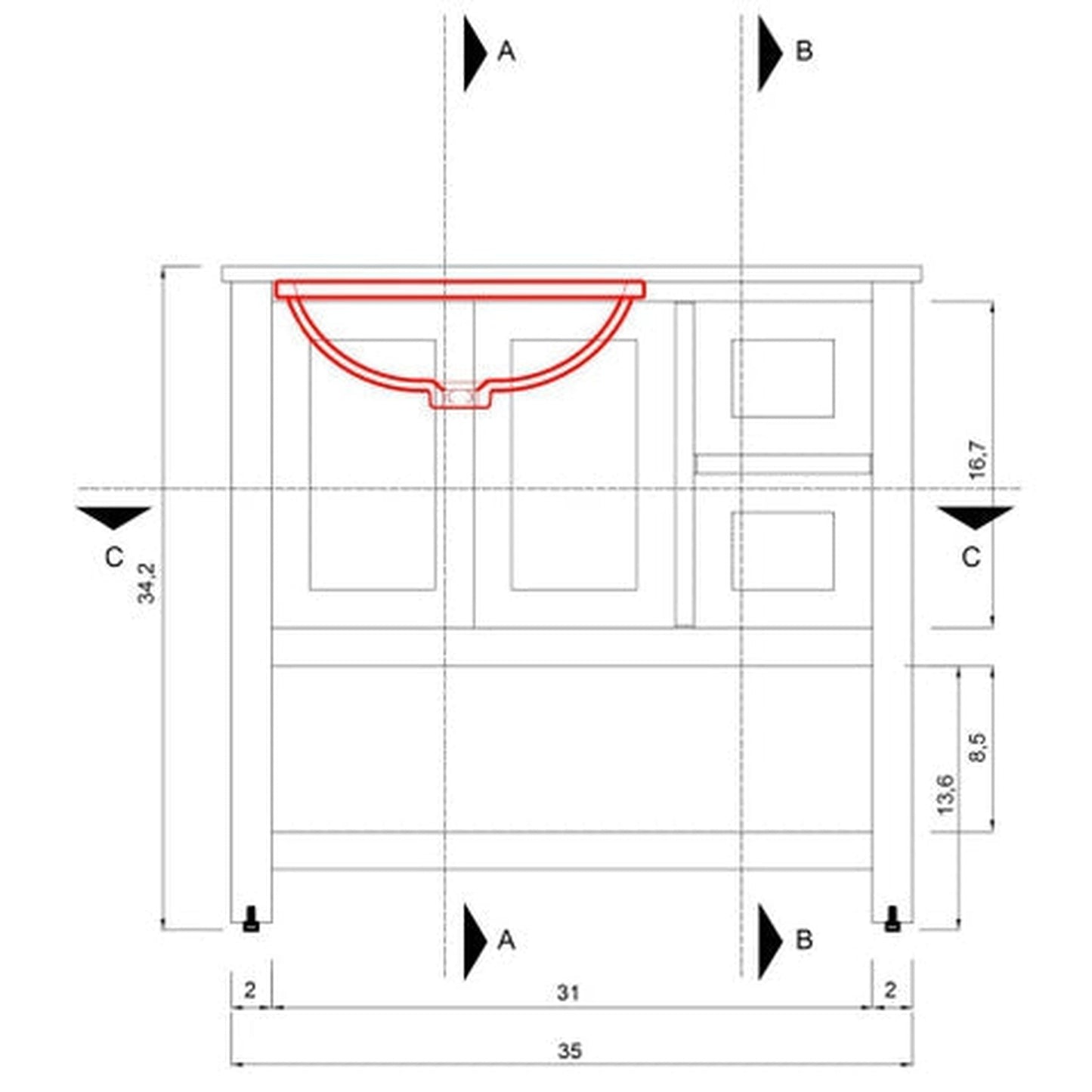 Alya Bath Wilmington 36" Single Gray Freestanding Bathroom Vanity With Carrara Marble Top, Ceramic Sink and Wall Mounted Mirror