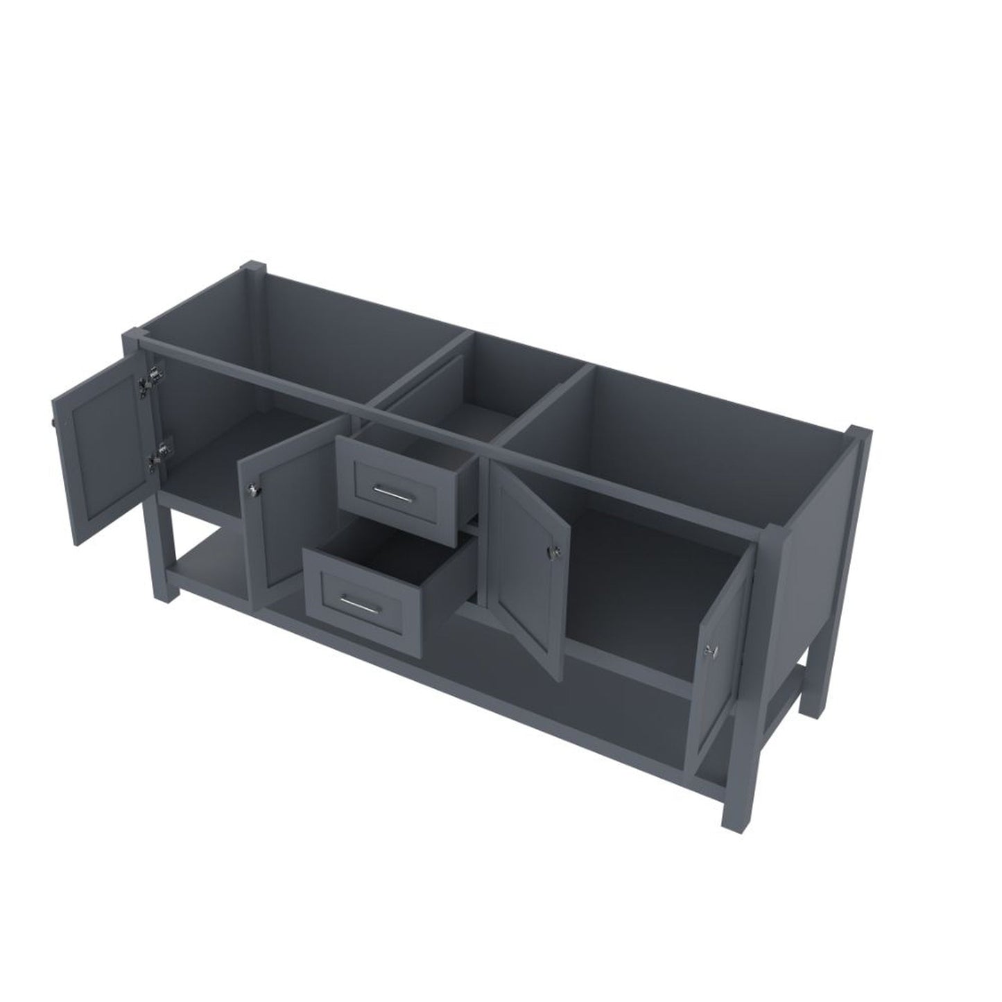 Alya Bath Wilmington 72" Double Gray Freestanding Bathroom Vanity With Brushed Nickel Edge Handles