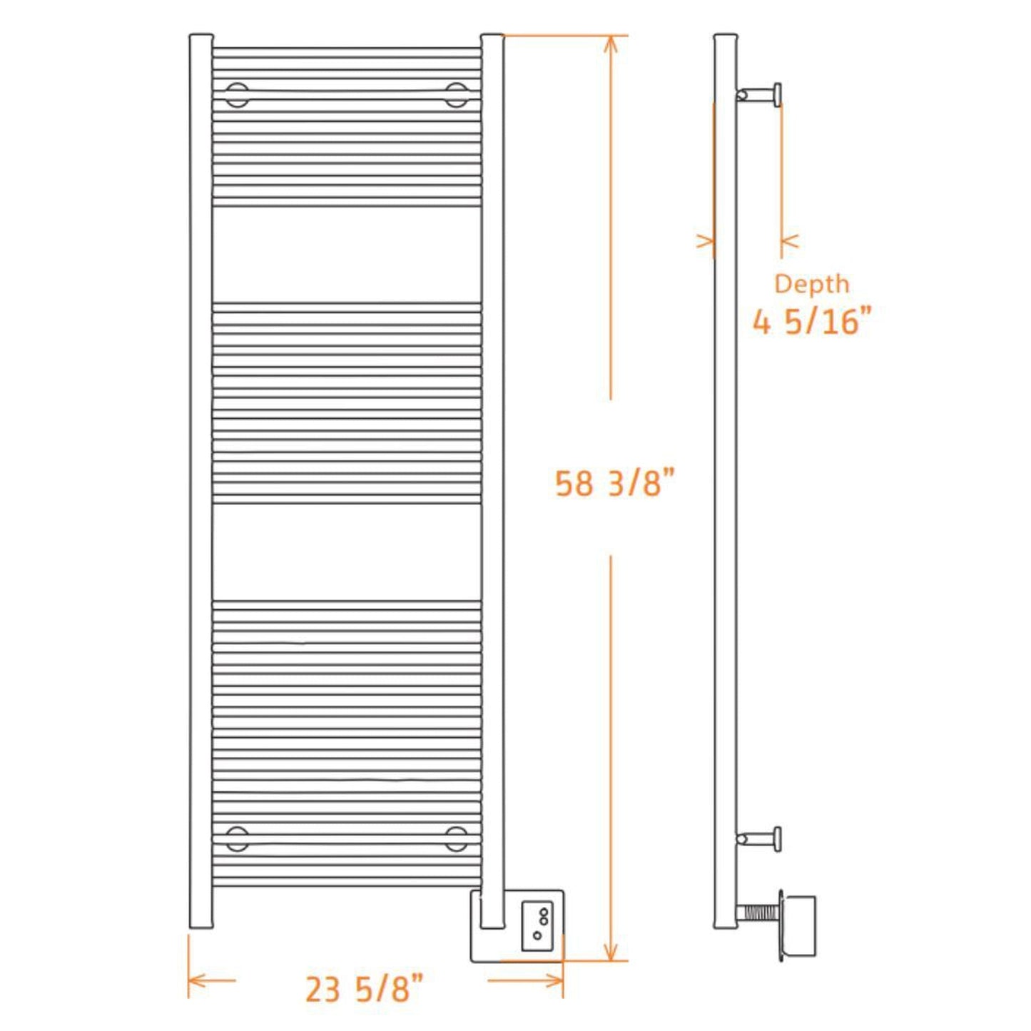 Amba Antus 24" x 58" 32-Bar Hardwired Towel Warmer in Brushed Stainless Steel