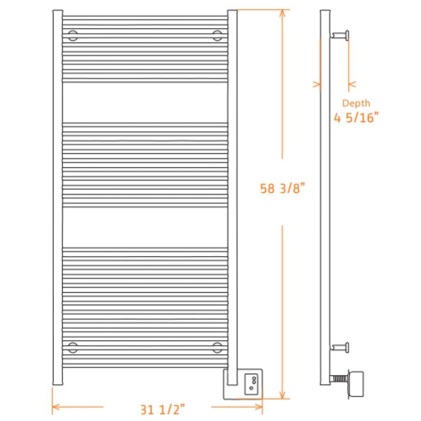 Amba Antus 32" x 58" 32-Bar Harwired Towel Warmer in Brushed Stainless Steel