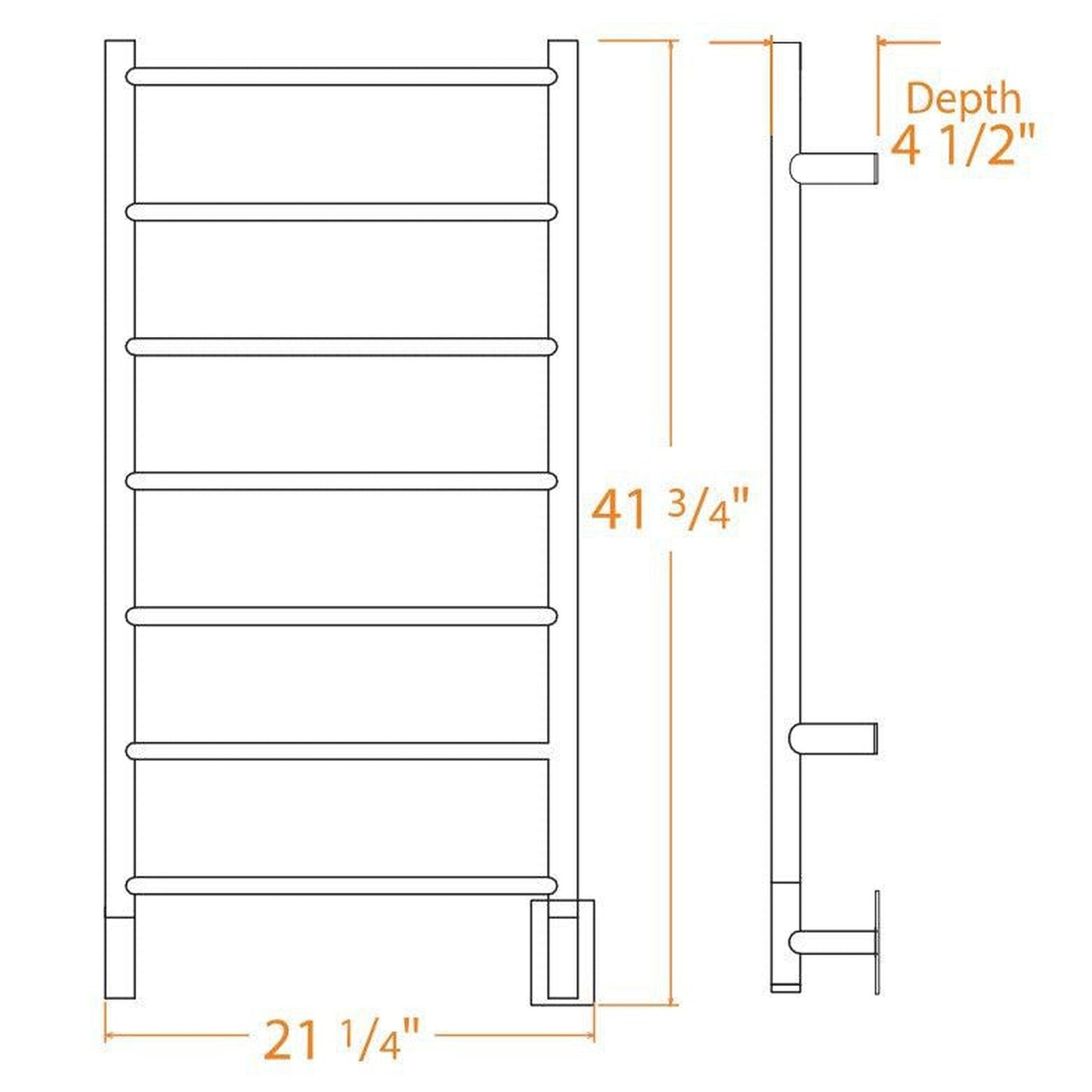 Amba Jeeves F Straight 7-Bar White Finish Hardwired Drying Rack
