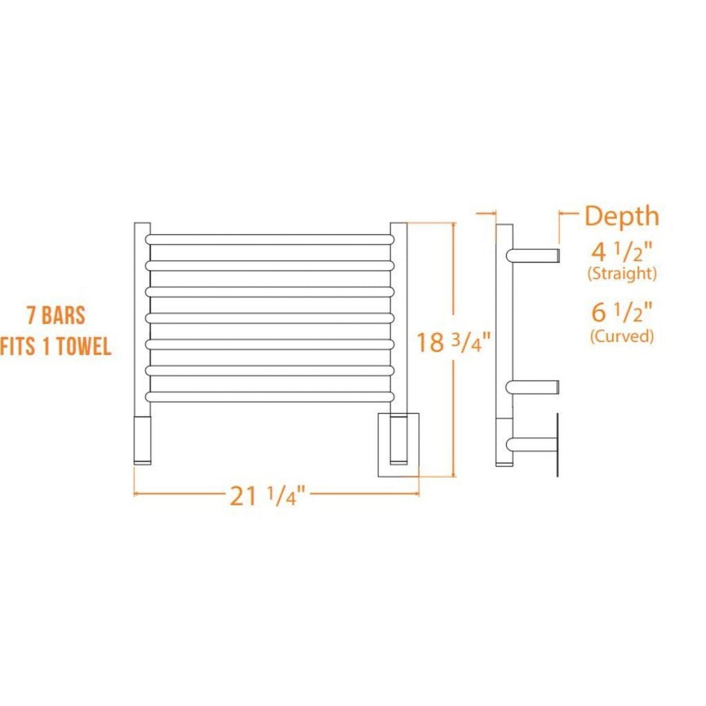 Amba Jeeves H Curved 7-Bar Polished Stainless Steel Hardwired Towel Warmer