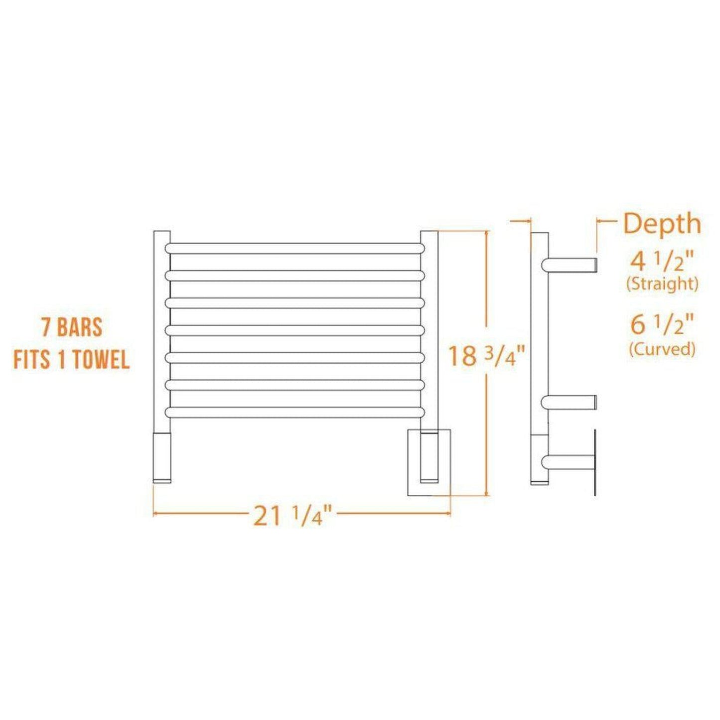 Amba Jeeves H Straight 7-Bar Brushed Stainless Steel Finish Hardwired Towel Warmer