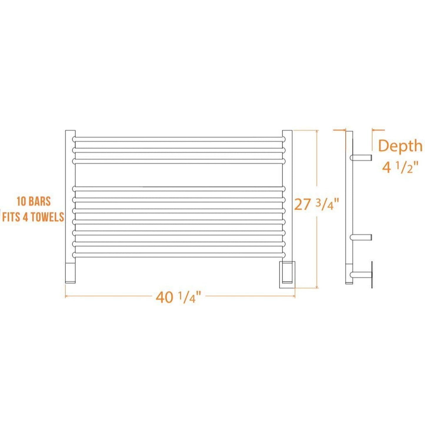 Amba Jeeves L Straight 10-Bar Oil Rubbed Bronze Hardwired Towel Warmer