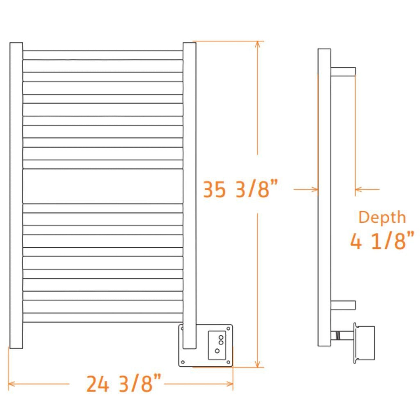 Amba Quadro 20" x 33" 12-Bar Matte Black Hardwired Towel Warmer With Digital Heat Controller