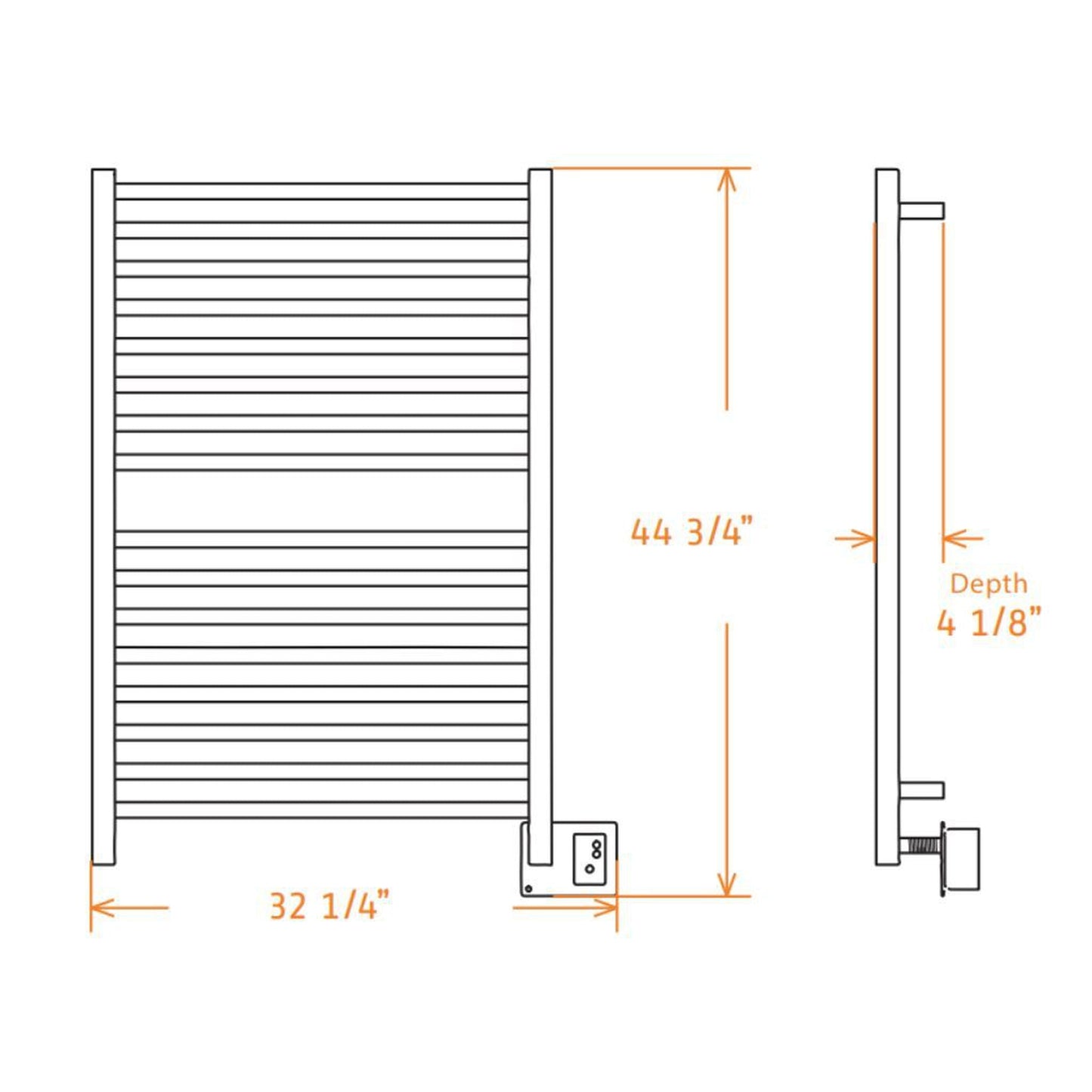 Amba Quadro 28" x 42" 16-Bar Brushed Stainless Steel Hardwired Towel Warmer With Digital Heat Controller