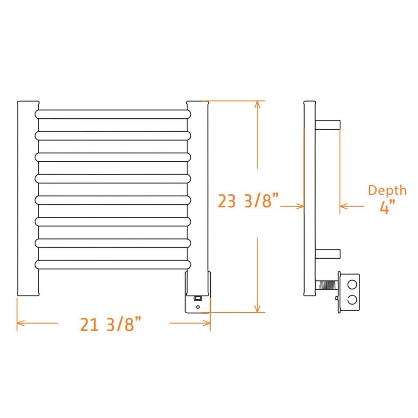 Amba Sirio 21" x 21" 8-Bar Brushed Stainless Steel Hardwired Towel Warmer