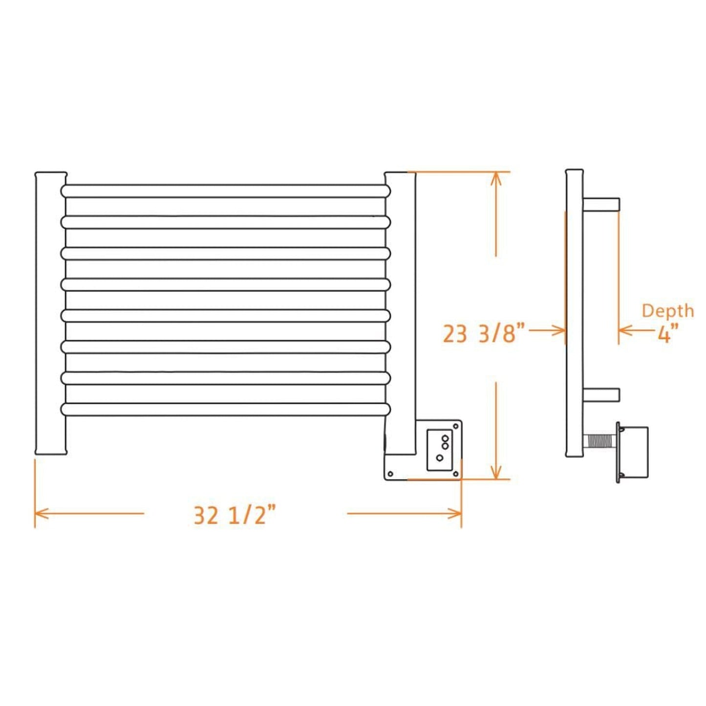 Amba Sirio 28" x 21" 8-Bar Polished Stainless Steel Hardwired Towel Warmer
