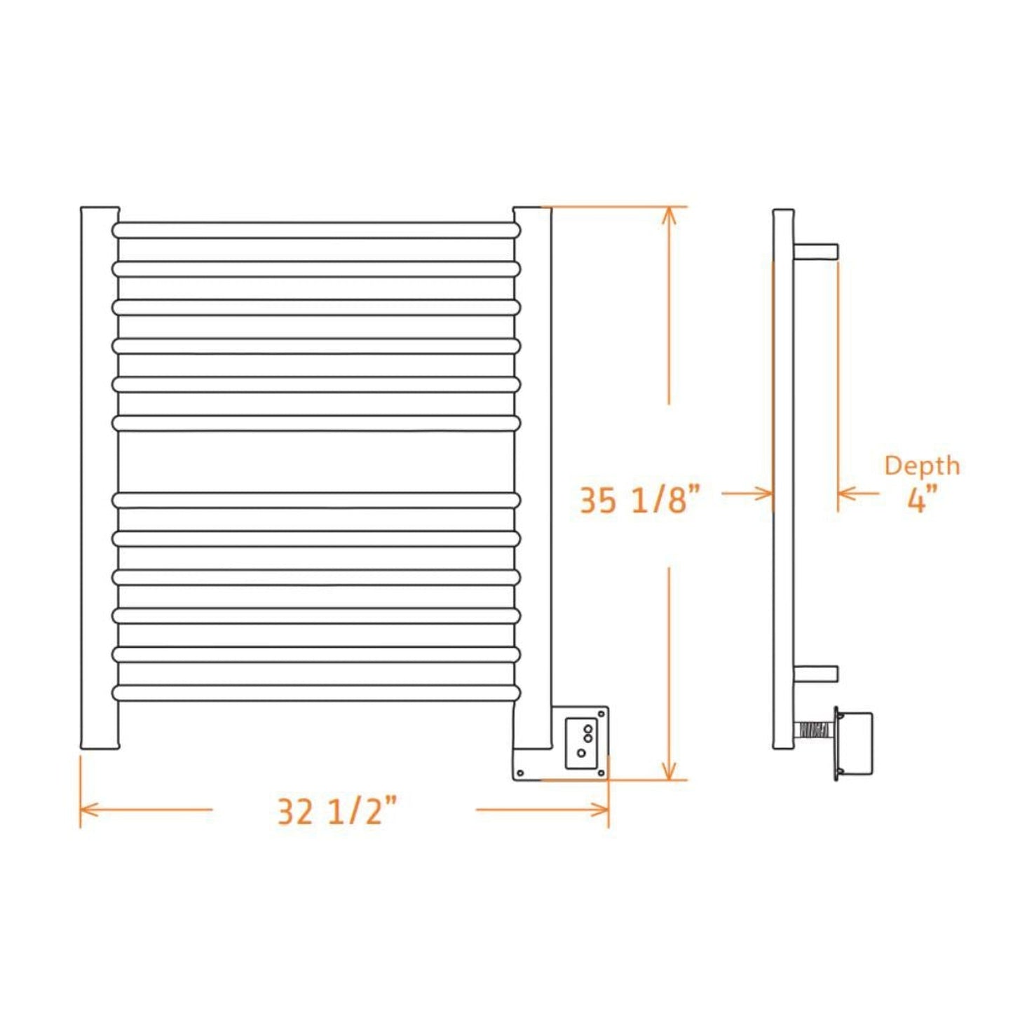 Amba Sirio 28" x 33" 12-Bar Satin Brass Hardwired Towel Warmer