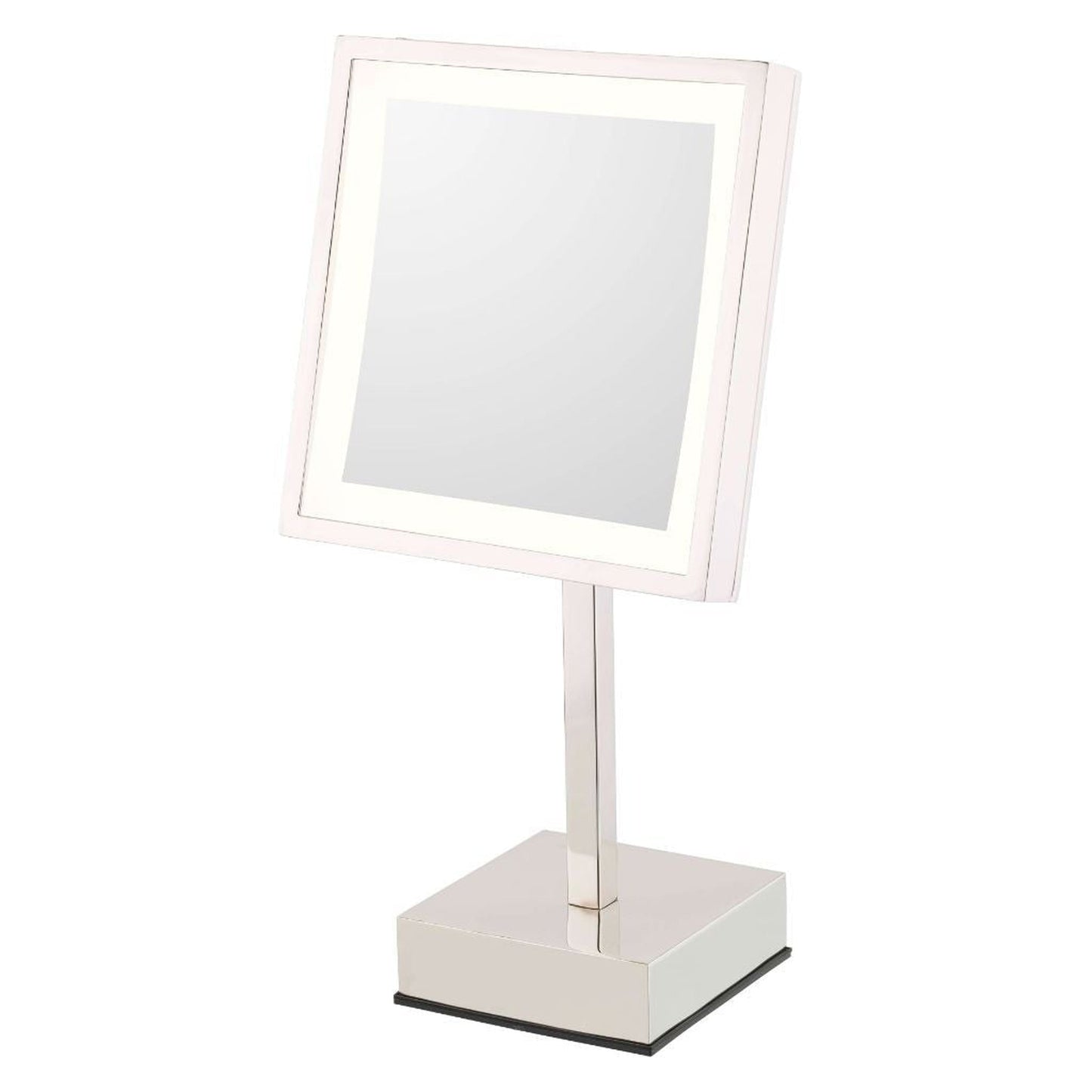 Aptations Kimball & Young 8" x 15" Polished Nickel Freestanding Square Rechargeable Single Sided 3X Magnified Mirror With 5,500K Cool White LED Light Color