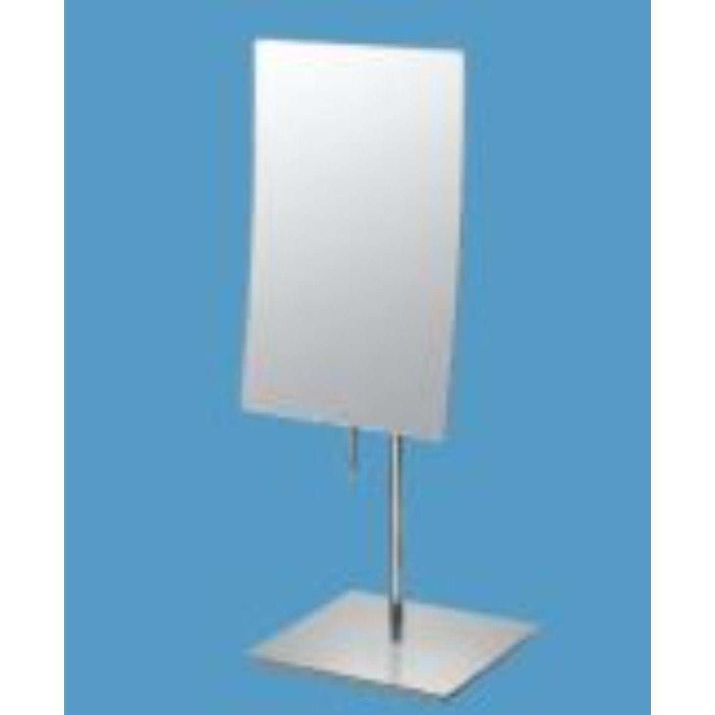 Aptations Mirror Image 5″ x 14" Chrome Freestanding Rectangular Minimalist 3X Magnified Mirror With Square Base