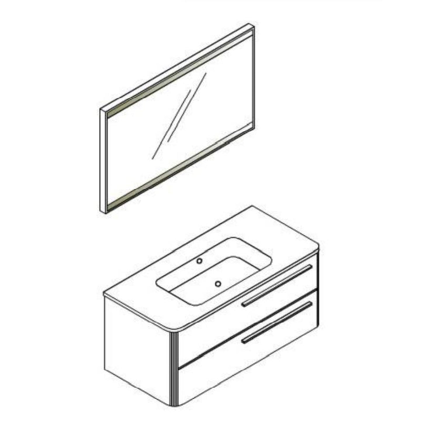 Armadi Art Moderno Luce 36” x 20” Shiny White Vanity With White Acrylic Countertop and Mirror With Front Lights on Top and Bottom