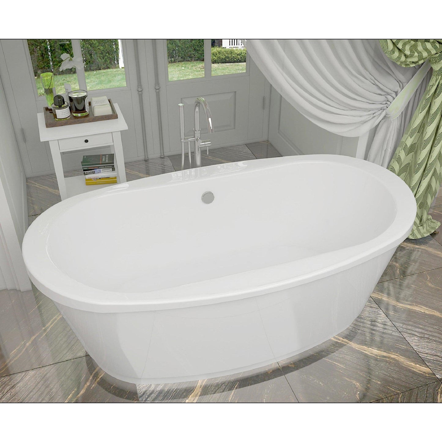 Atlantis Whirlpools Allure 36" x 66" White Oval Freestanding Acrylic Soaker Bath Tub