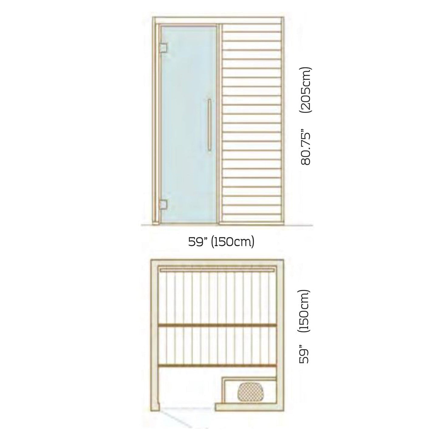 Auroom Cala 3-Person Wood Front DIY Aspen Wood Indoor Sauna Cabin With Heater Guard