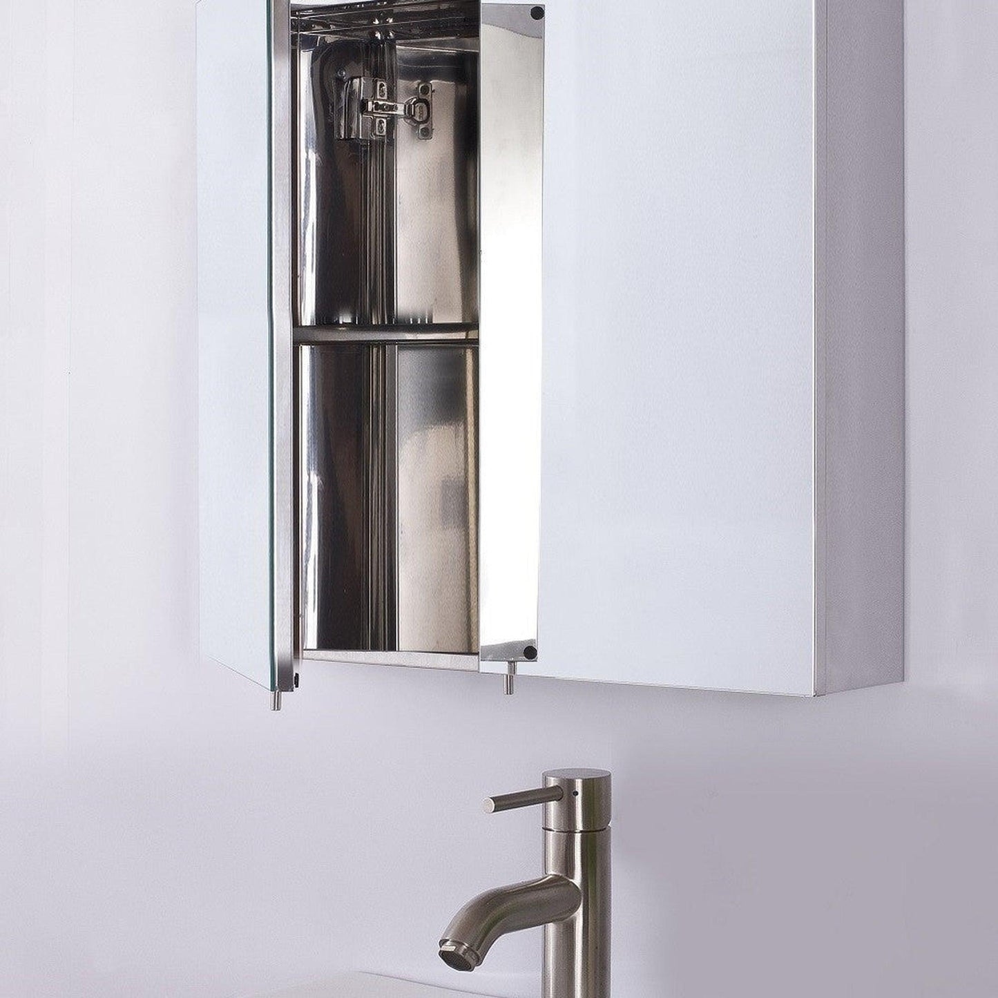 Bellaterra Home 24" x 22" Rectangle Wall-Mounted Frameless Double Door Mirror Medicine Cabinet