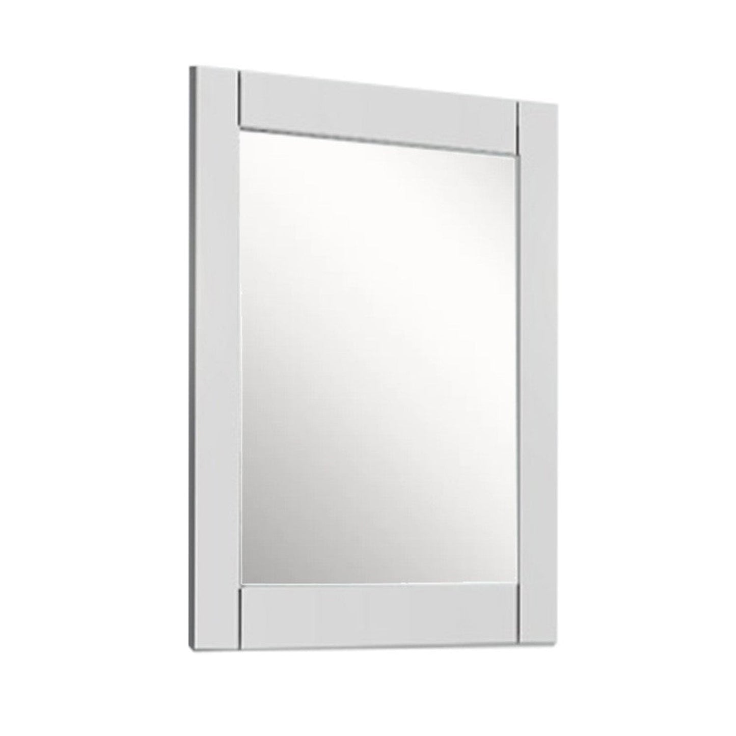 Bellaterra Home 24" x 30" White Rectangle Wall-Mounted Wood Framed Mirror