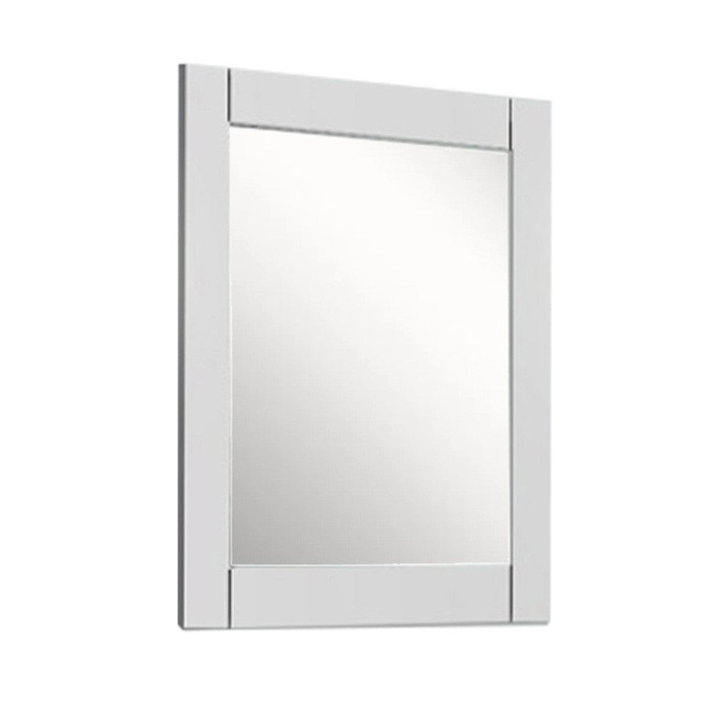 Bellaterra Home 28" x 30" White Rectangle Wall-Mounted Wood Framed Mirror