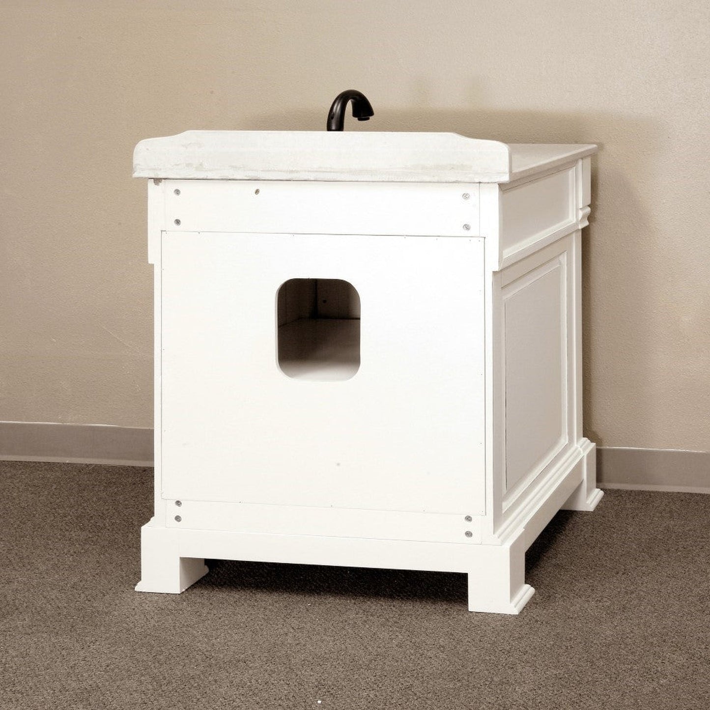 Bellaterra Home 30" 1-Door White Freestanding Vanity Set With White Ceramic Undermount Sink and White Marble Top