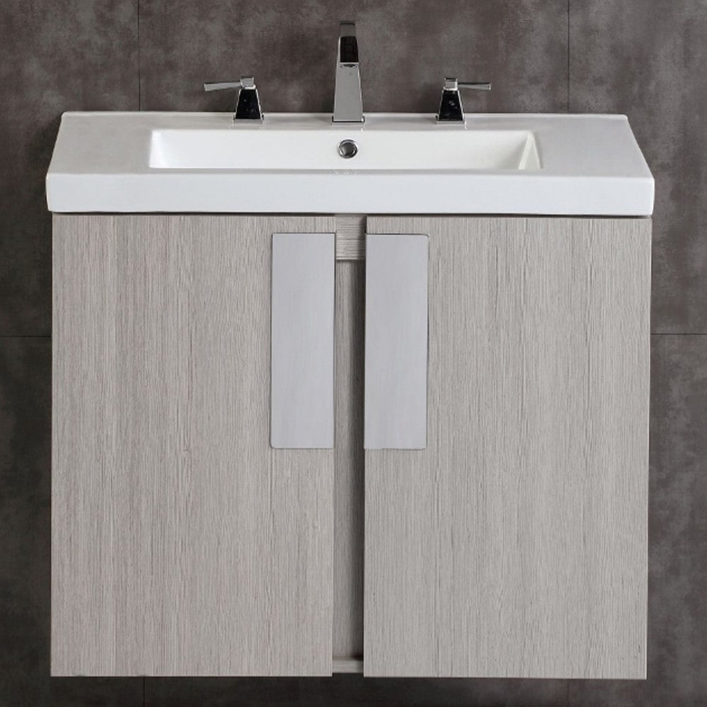 Bellaterra Home 30" 2-Door Gray Pine Wall Mount Vanity Set With Ceramic Integrated Sink and Top