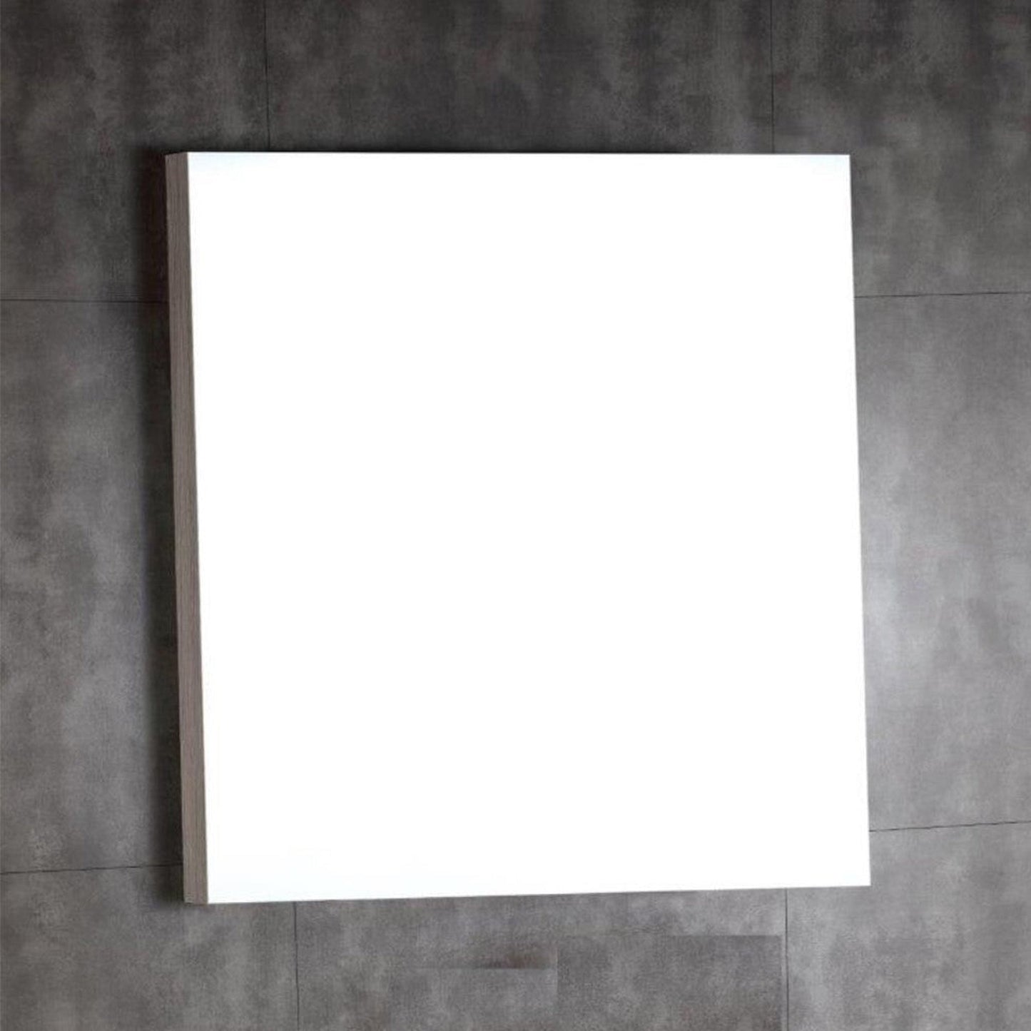 Bellaterra Home 30" x 32" Gray Brownish Oak Square Wall-Mounted Frameless Mirror