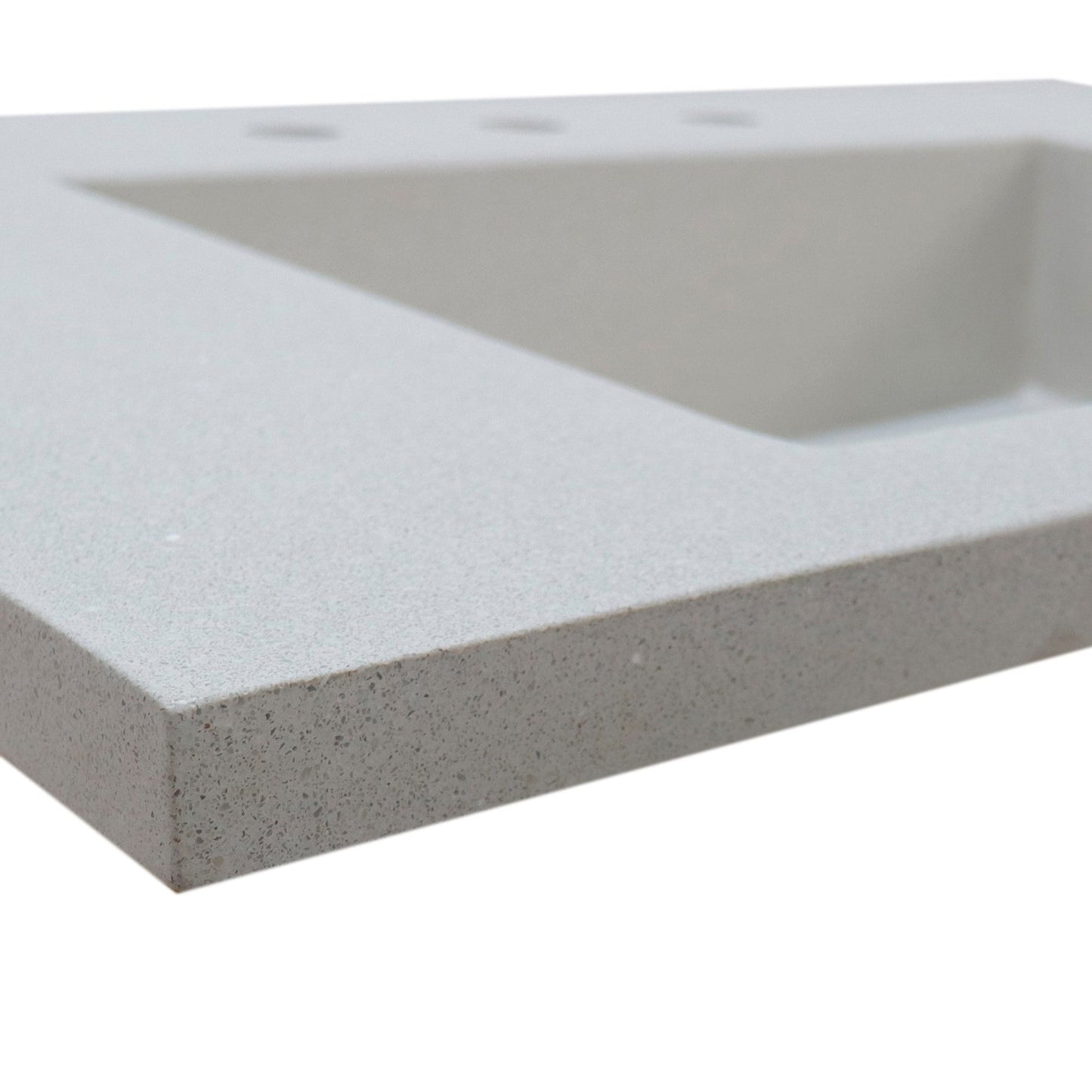 Bellaterra Home 31" x 22" White Concrete Three Hole Vanity Top With Integrated Rectangular Ramp Sink