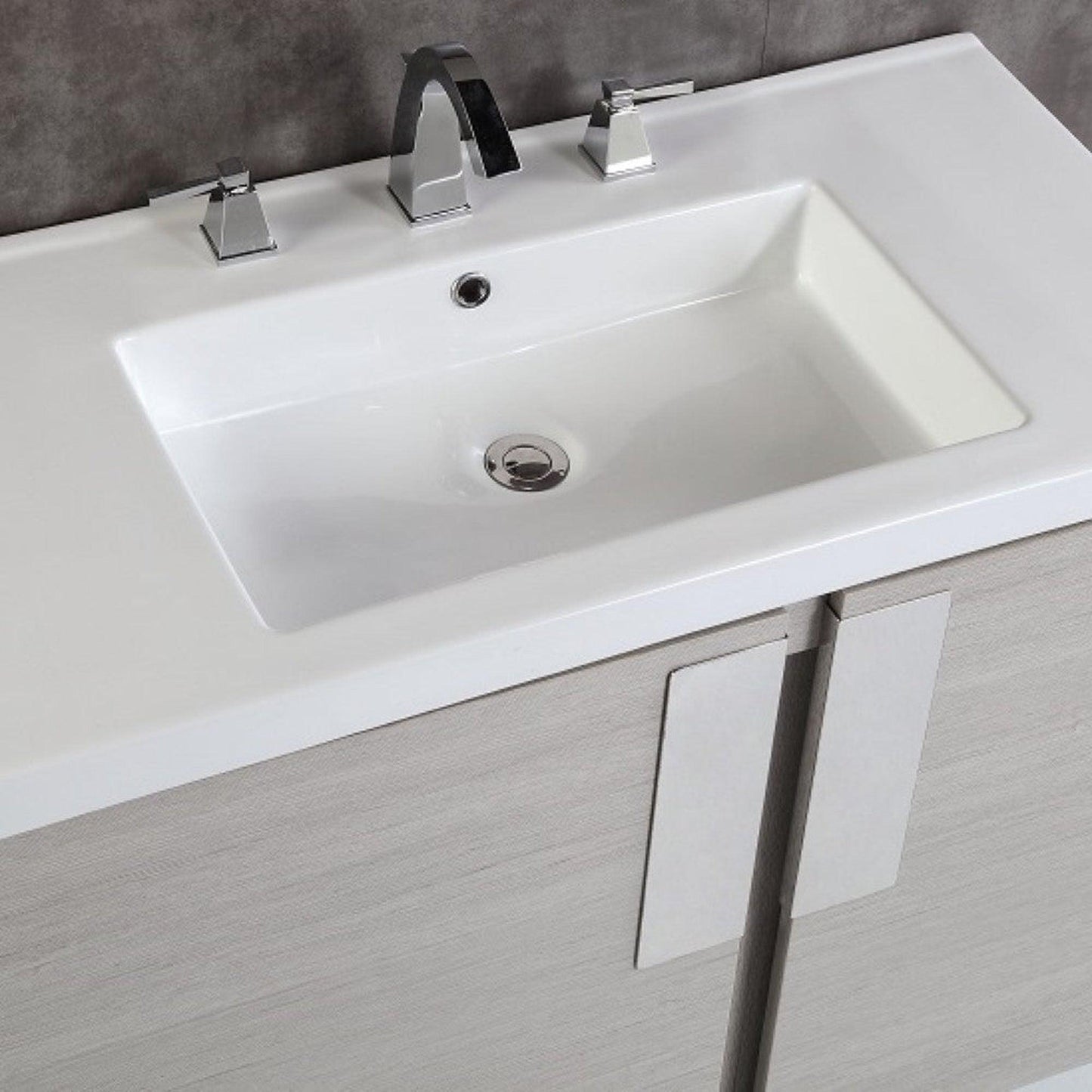 Bellaterra Home 36" 1-Door 2-Drawer Gray Pine Wall Mount Vanity Set With Ceramic Integrated Sink and Top