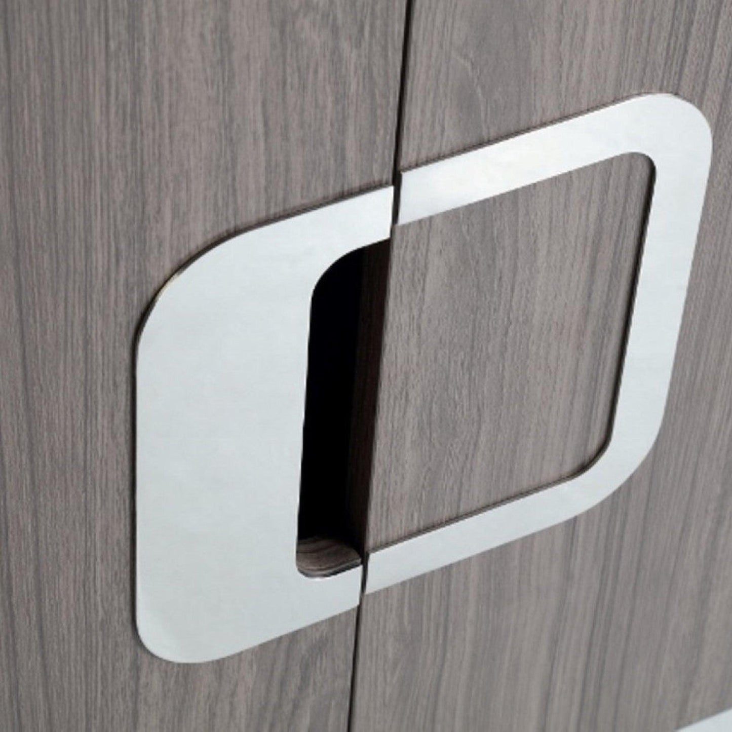 Bellaterra Home 36" 2-Door Gray Brownish Oak Wall Mount Vanity Set With Ceramic Integrated Sink and Top