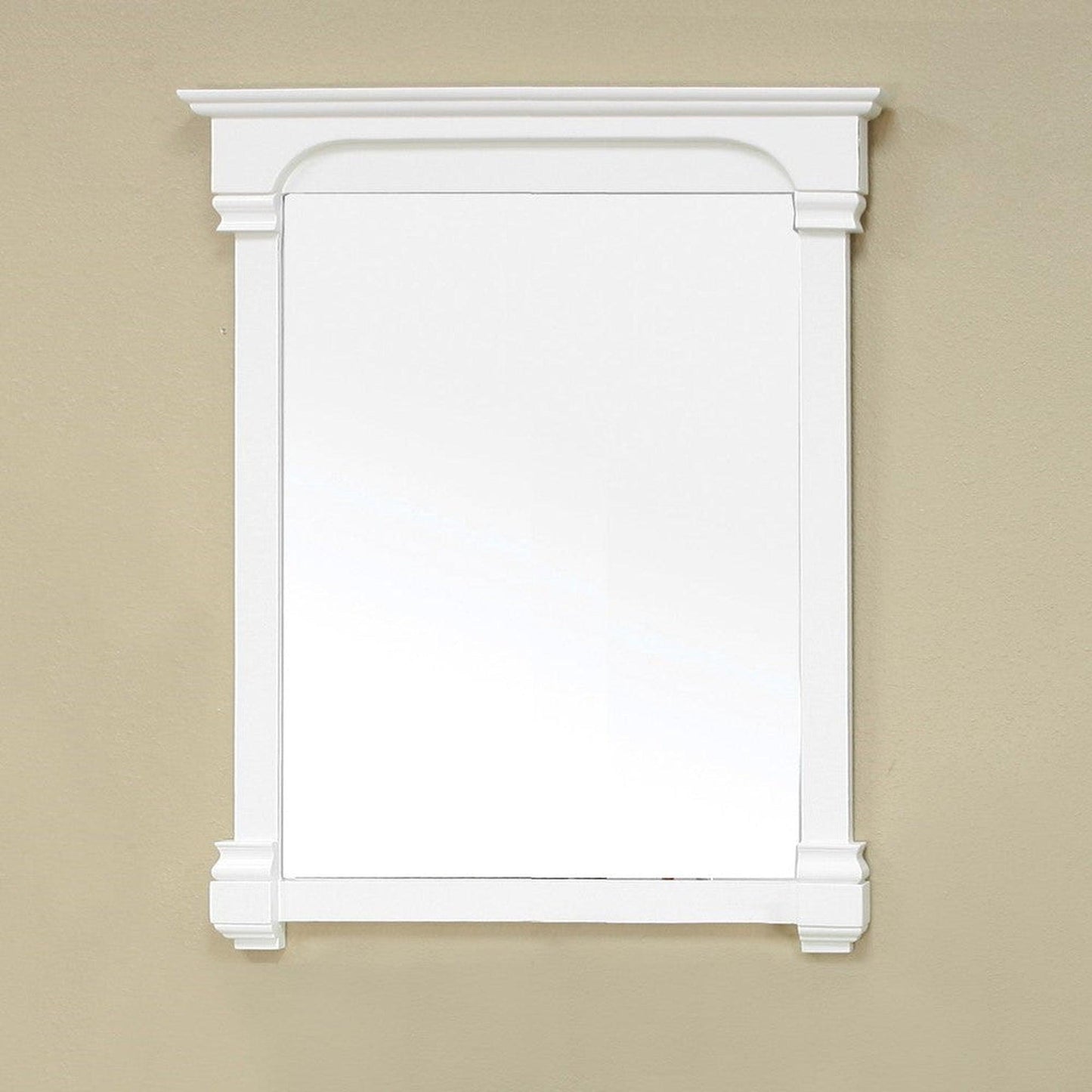 Bellaterra Home 36" x 42" Cream White Rectangle Wall-Mounted Solid Wood Framed Mirror