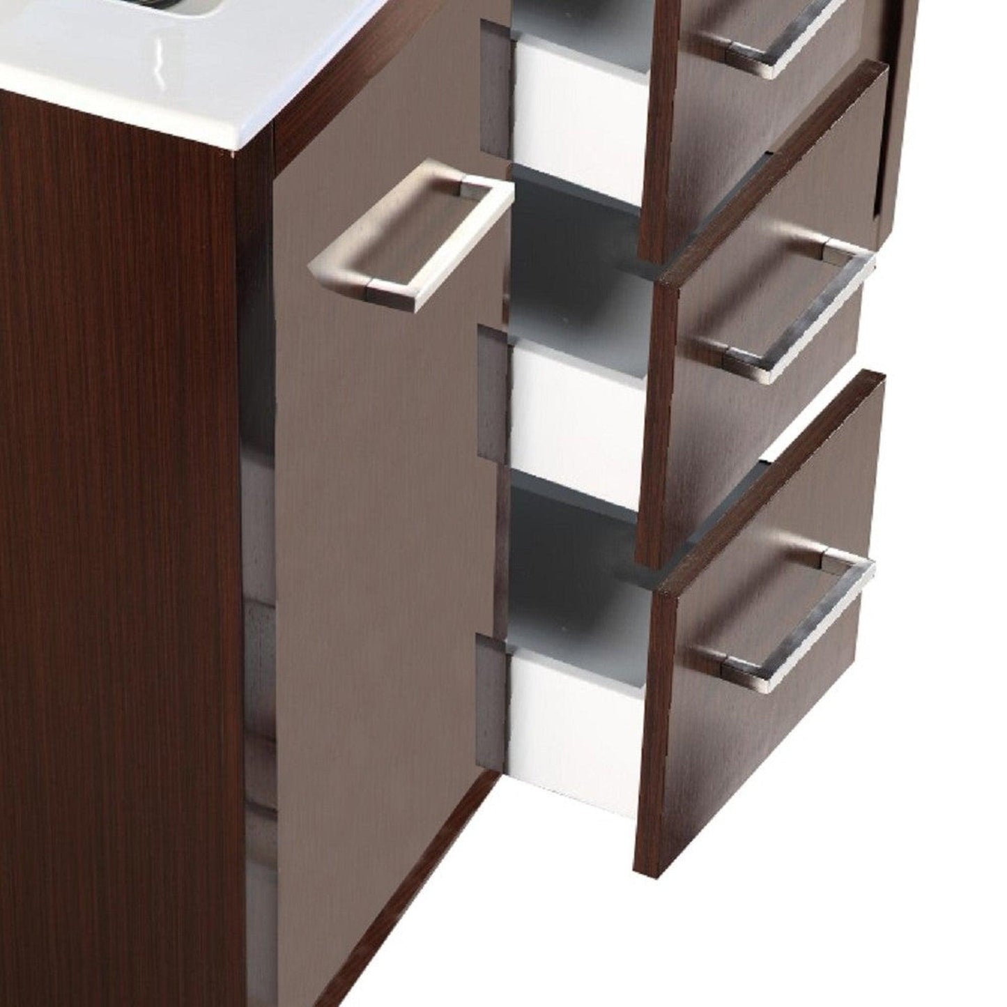 Bellaterra Home 48" 2-Door 3-Drawer Wenge Freestanding Vanity Set With Ceramic Double Integrated Sink and Ceramic Top