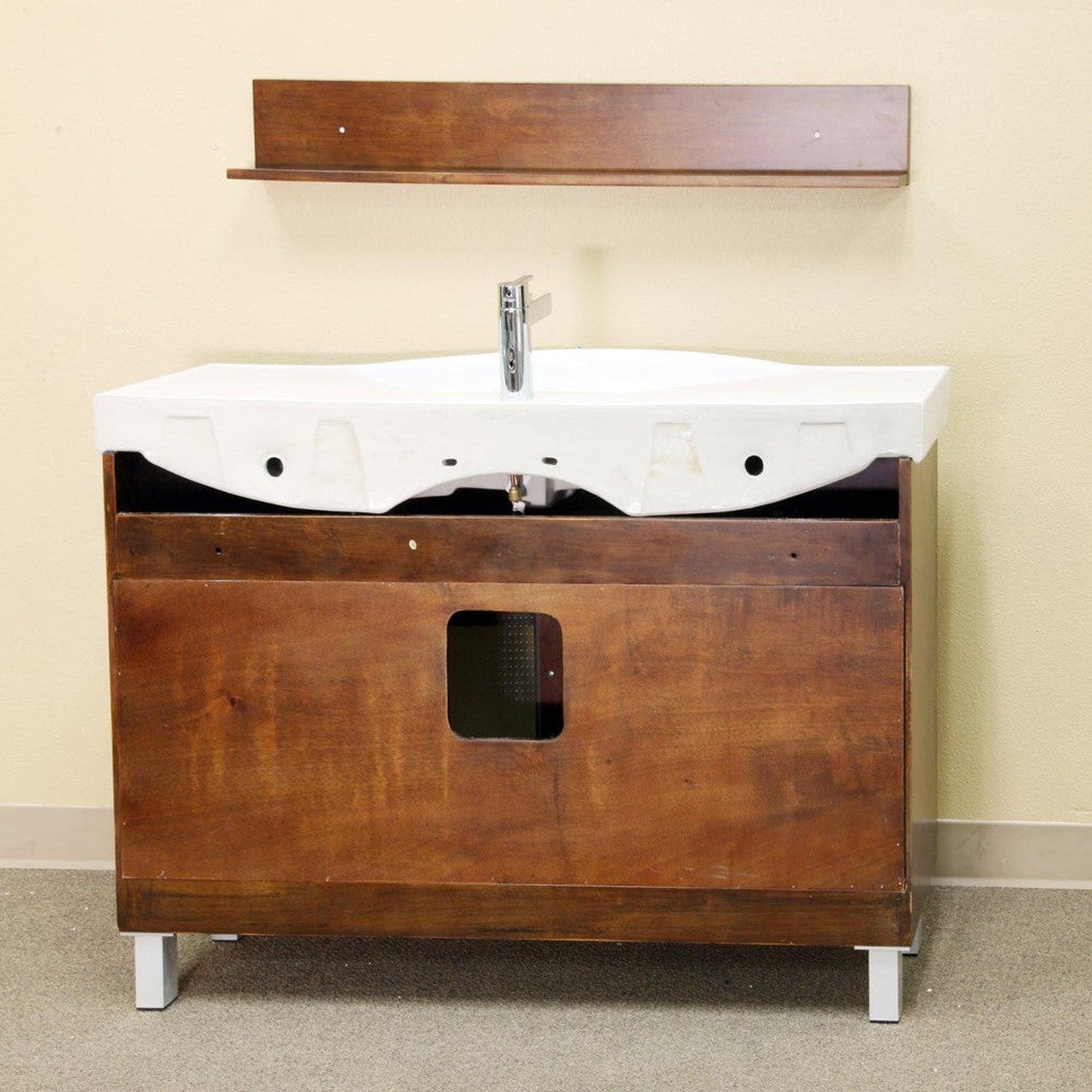 Bellaterra Home 48" 2-Door 4-Drawer Walnut Freestanding Vanity Set With White Ceramic Euro Sink and White Ceramic Top